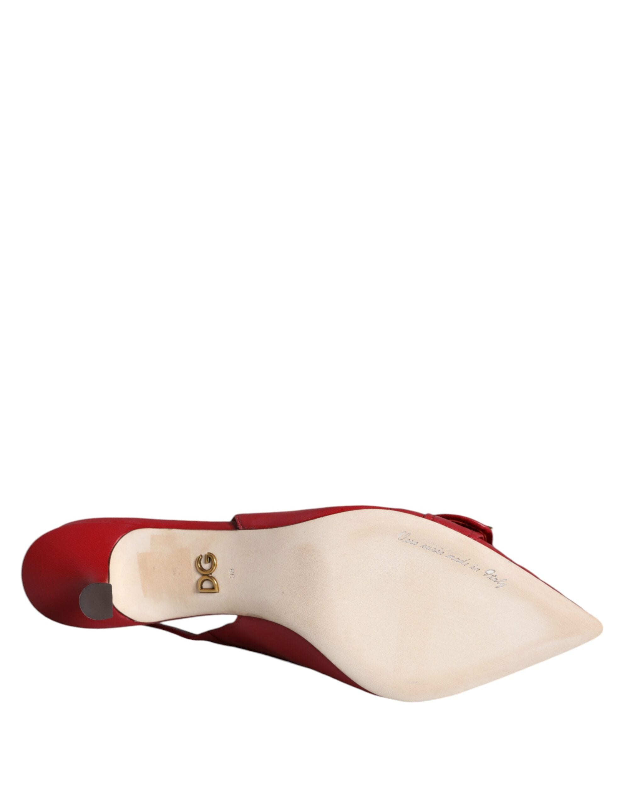 Dolce & Gabbana Red Devotion Leather Heels Slingback Shoes - ACCEXO