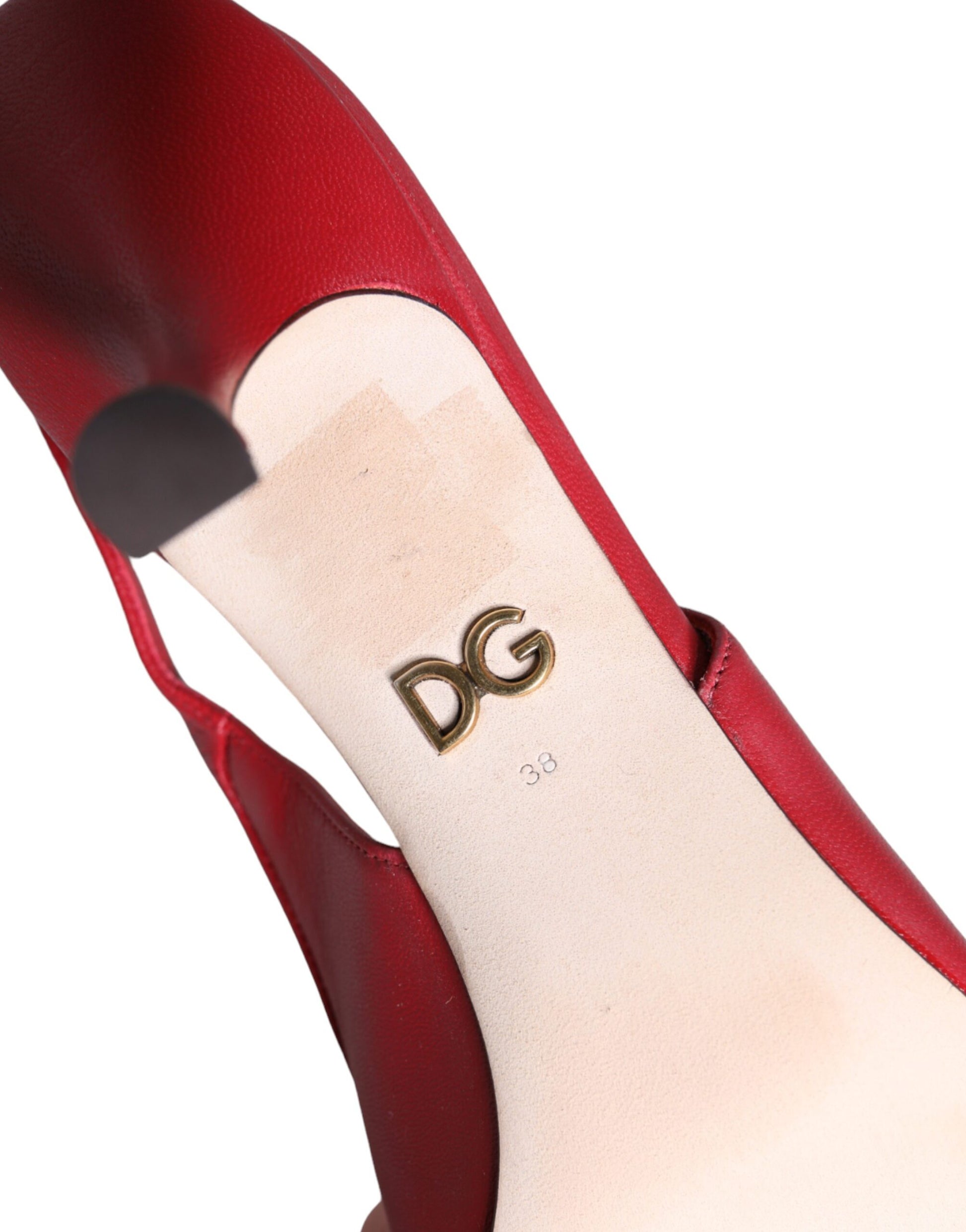 Dolce & Gabbana Red Devotion Leather Heels Slingback Shoes - ACCEXO