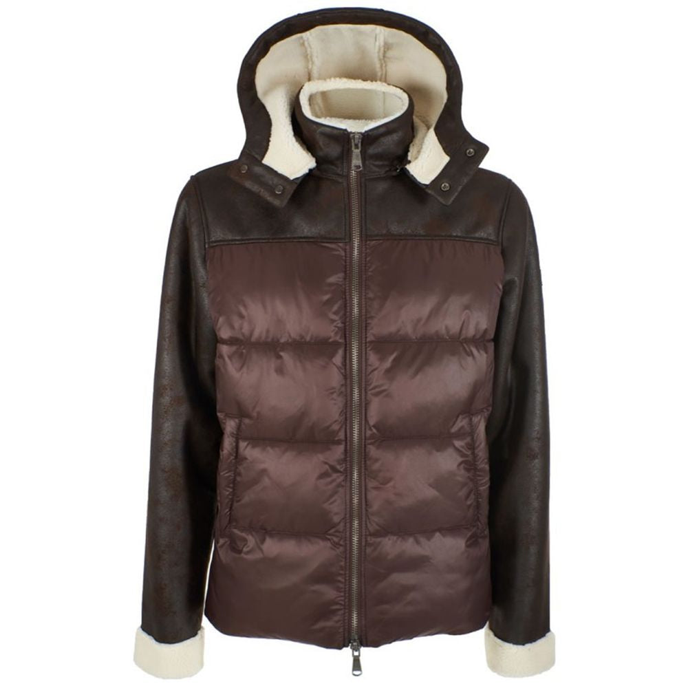 Yes Zee Brown Nylon Men's Quilted Jacket - ACCEXO