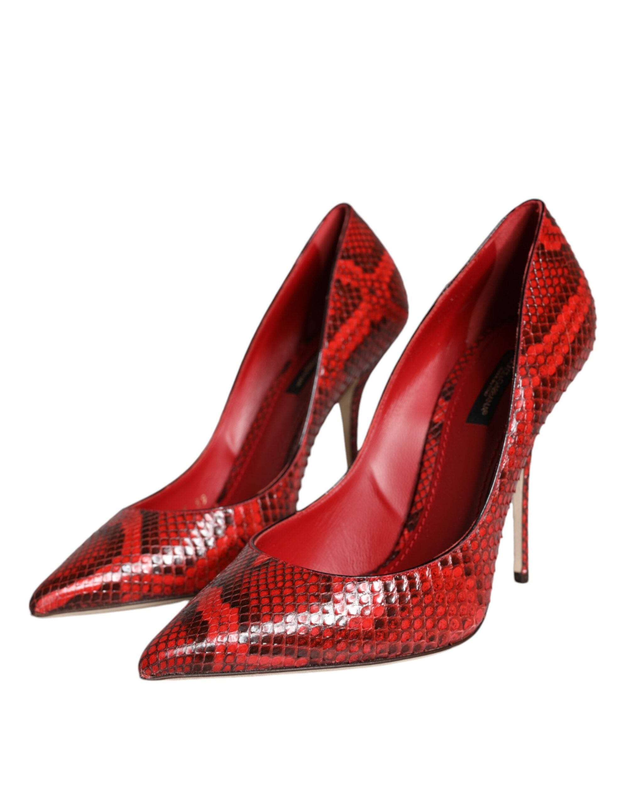 Dolce & Gabbana Red Leather Stiletto High Heels Pumps Shoes - ACCEXO
