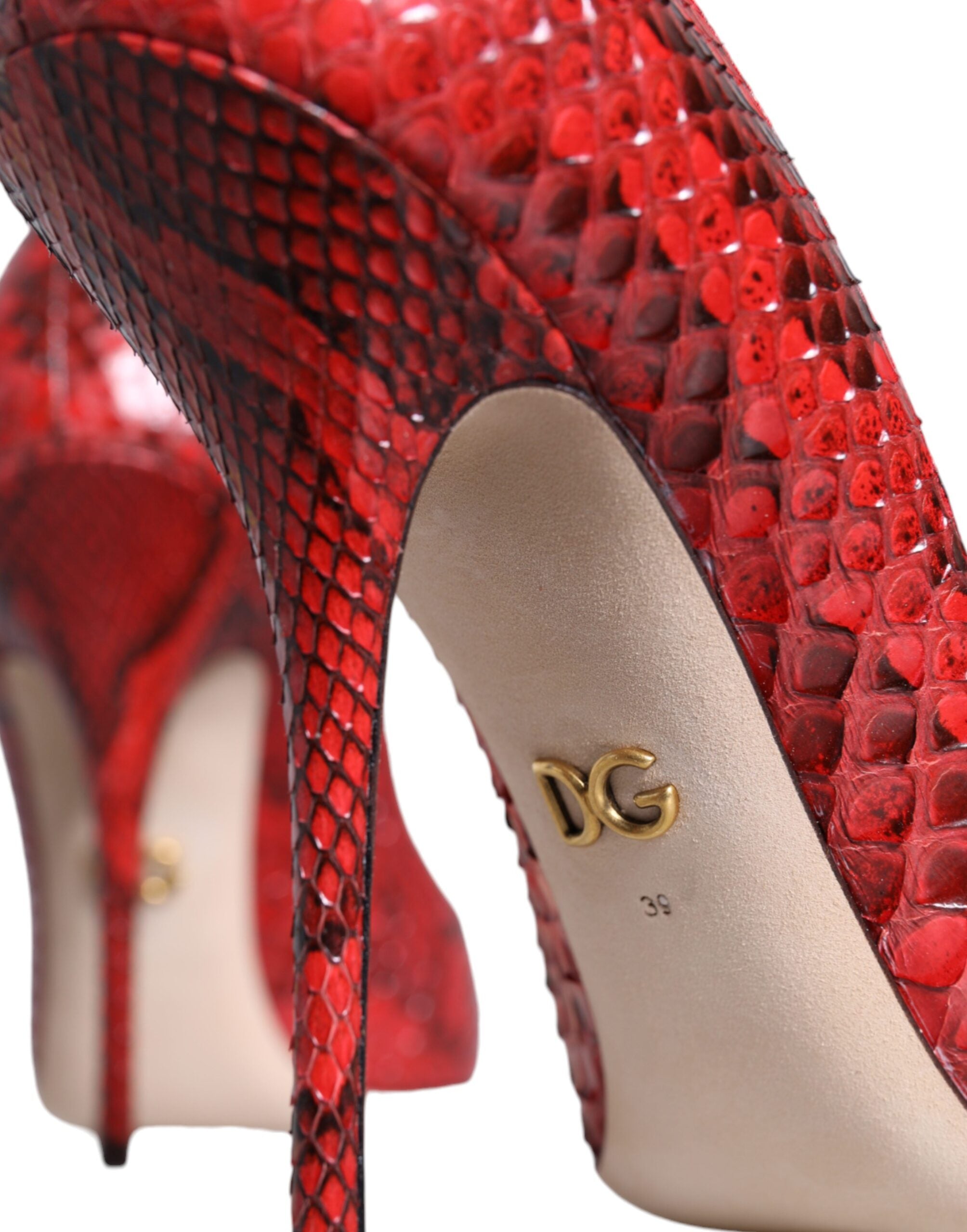 Dolce & Gabbana Red Leather Stiletto High Heels Pumps Shoes - ACCEXO