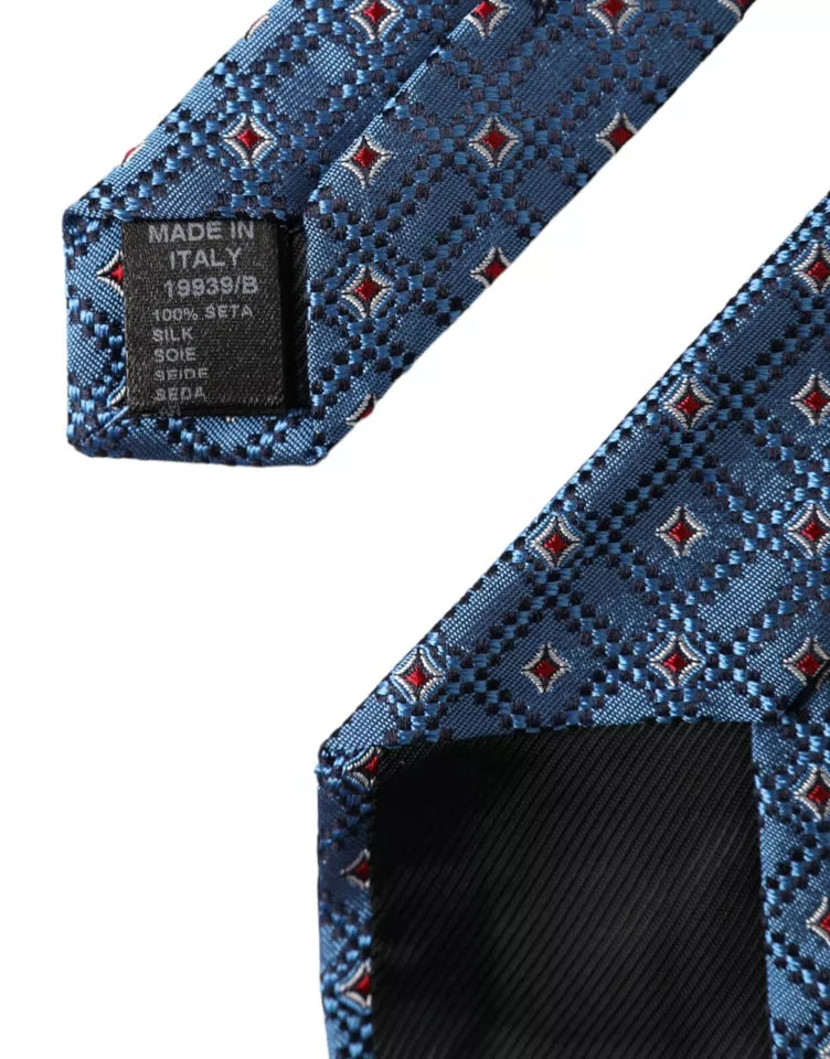 Dolce & Gabbana Blue Patterned 100% Silk Adjustable Men Tie - ACCEXO