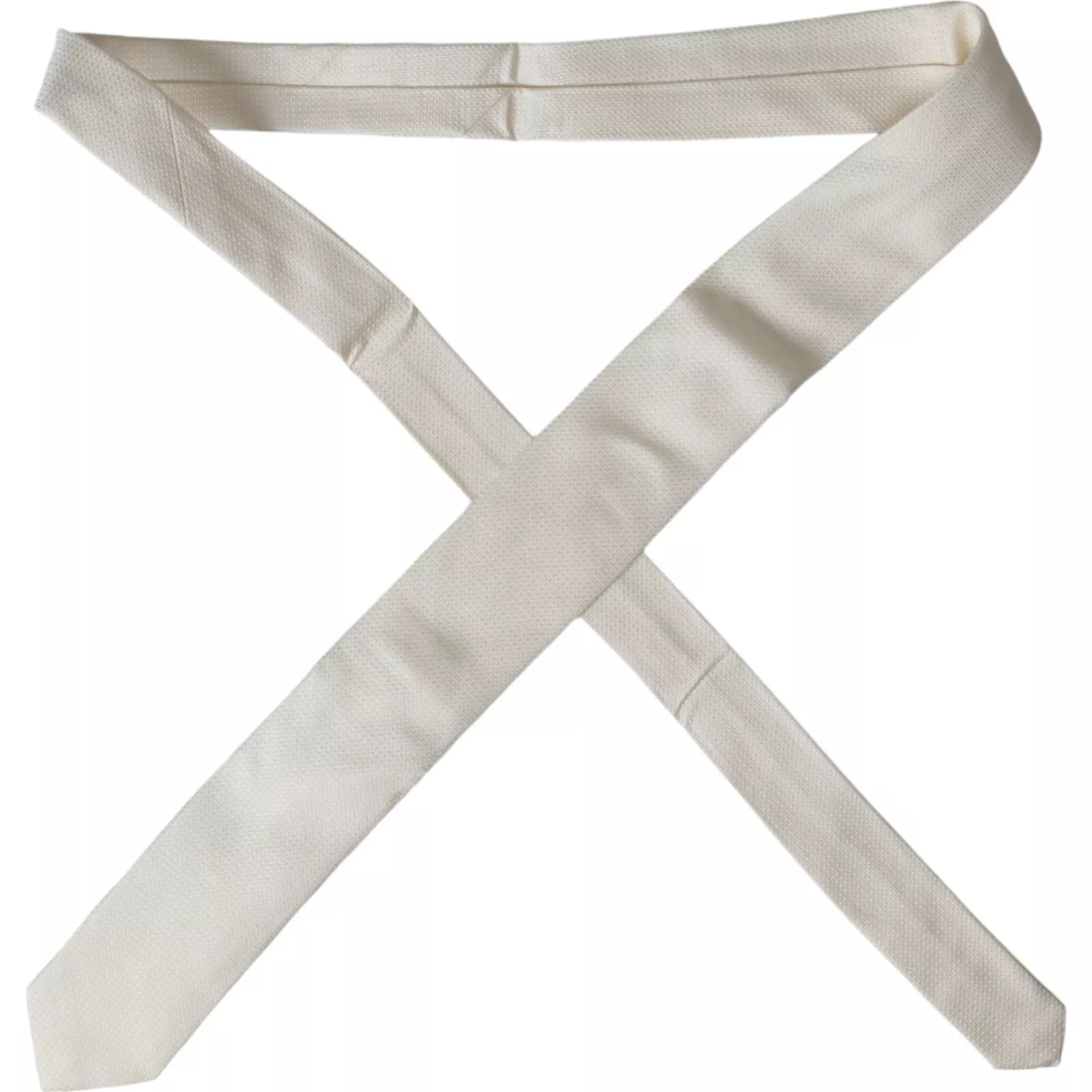 Dolce & Gabbana Off White Patterned Silk Classic Adjustable Tie - ACCEXO