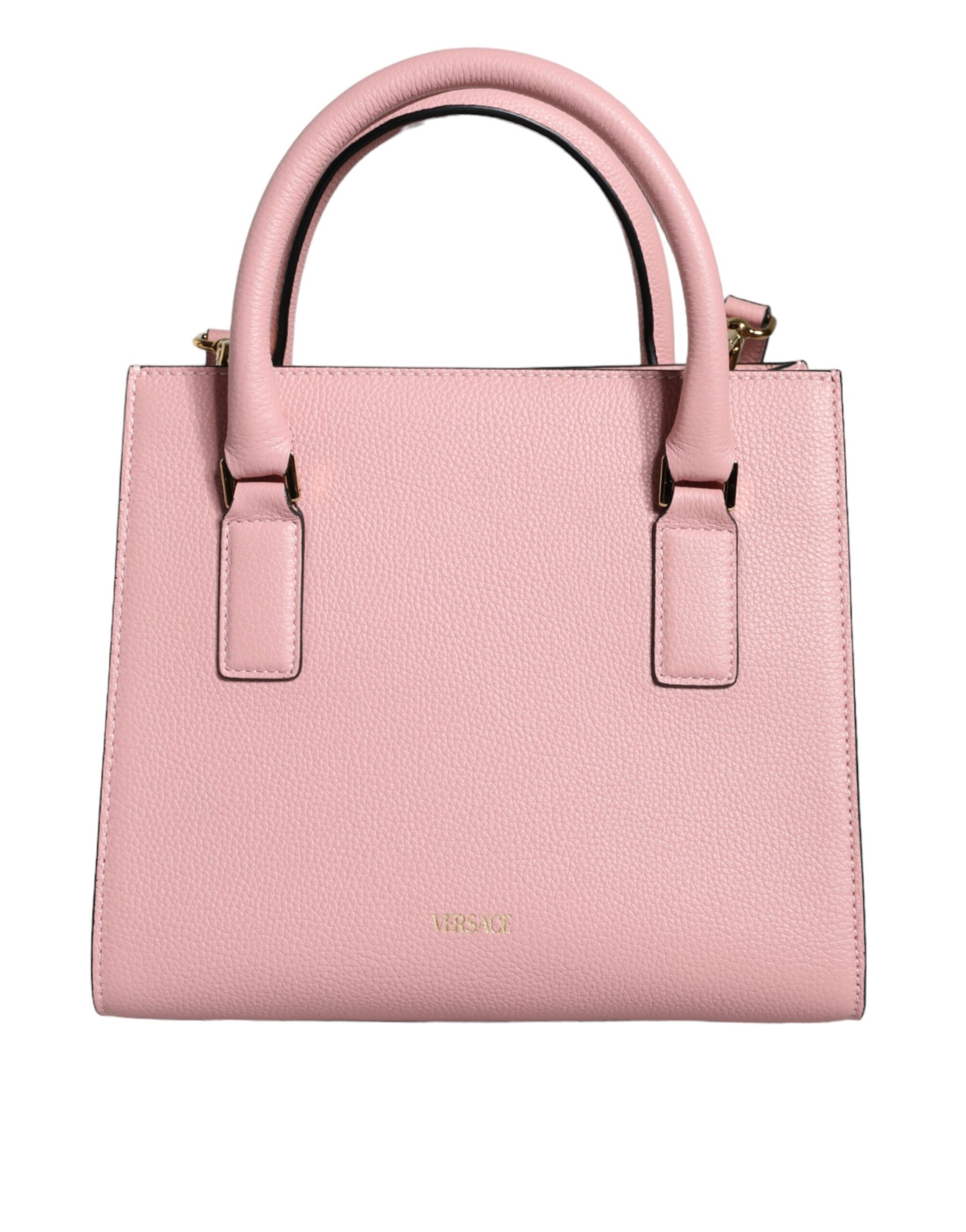 Versace Pink Small Top Handle Grainy Calf Leather Crossbody Bag - ACCEXO