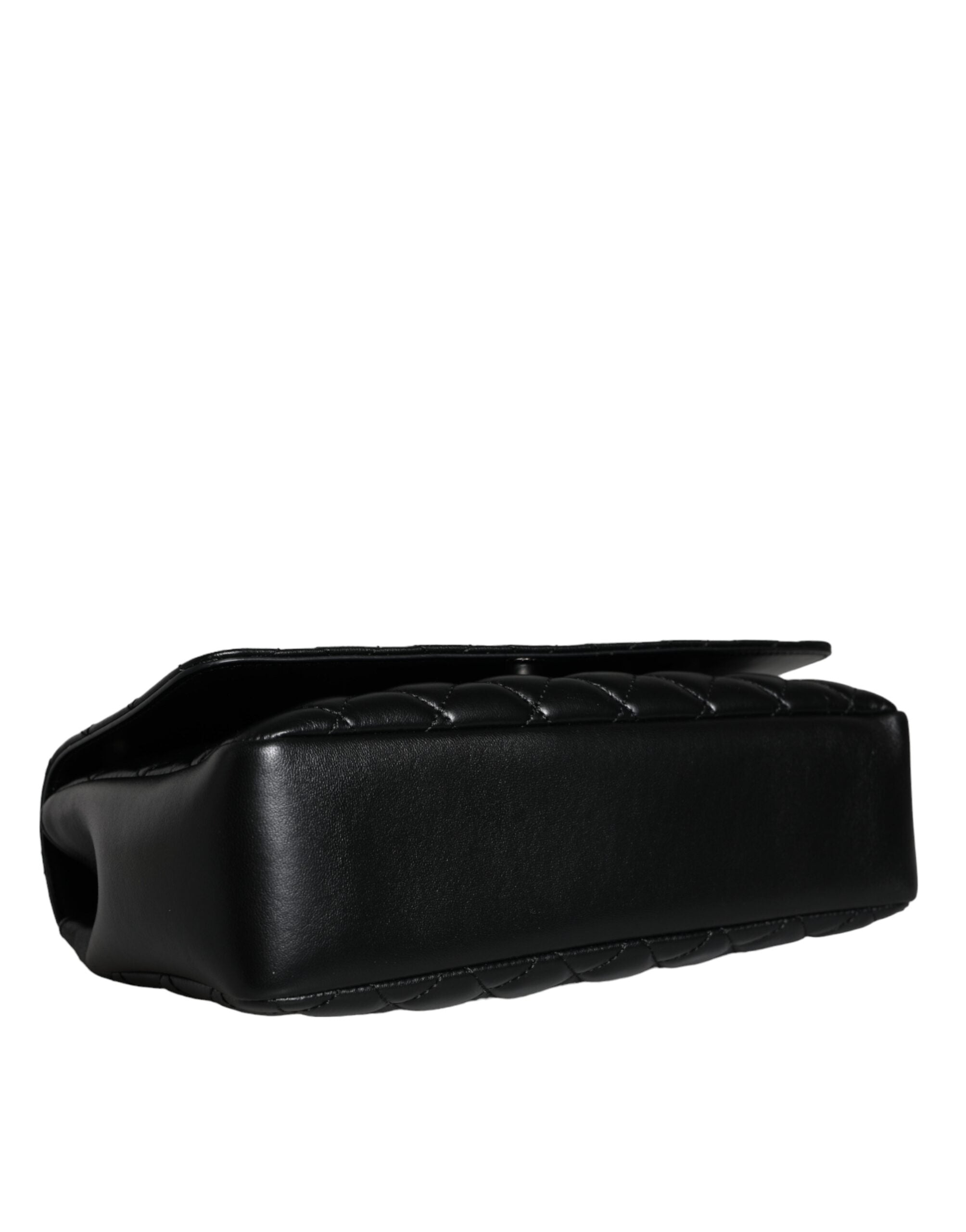 Versace Black Quilted Lambskin Leather Crossbody Shoulder Bag - ACCEXO