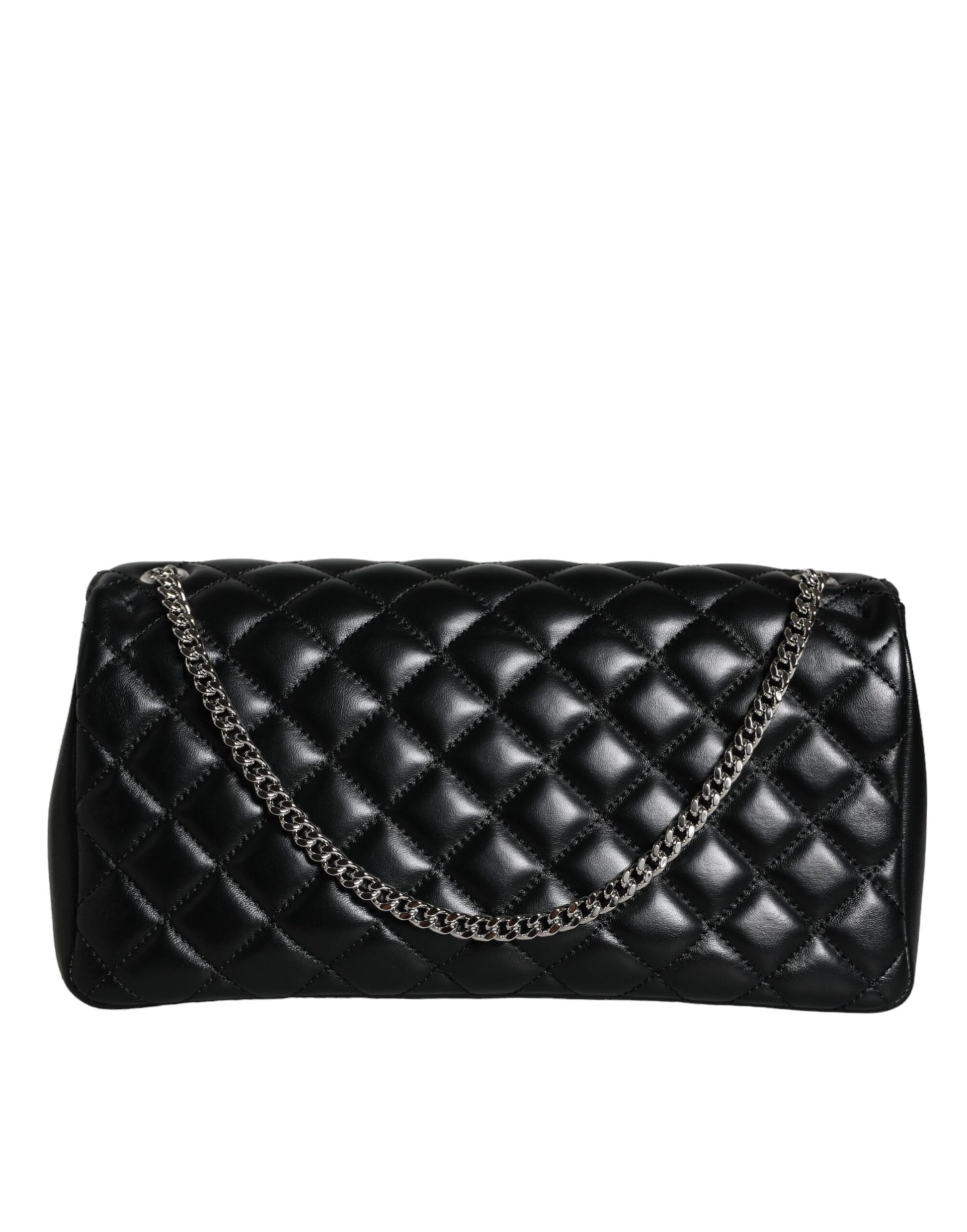 Versace Black Quilted Lambskin Leather Crossbody Shoulder Bag - ACCEXO
