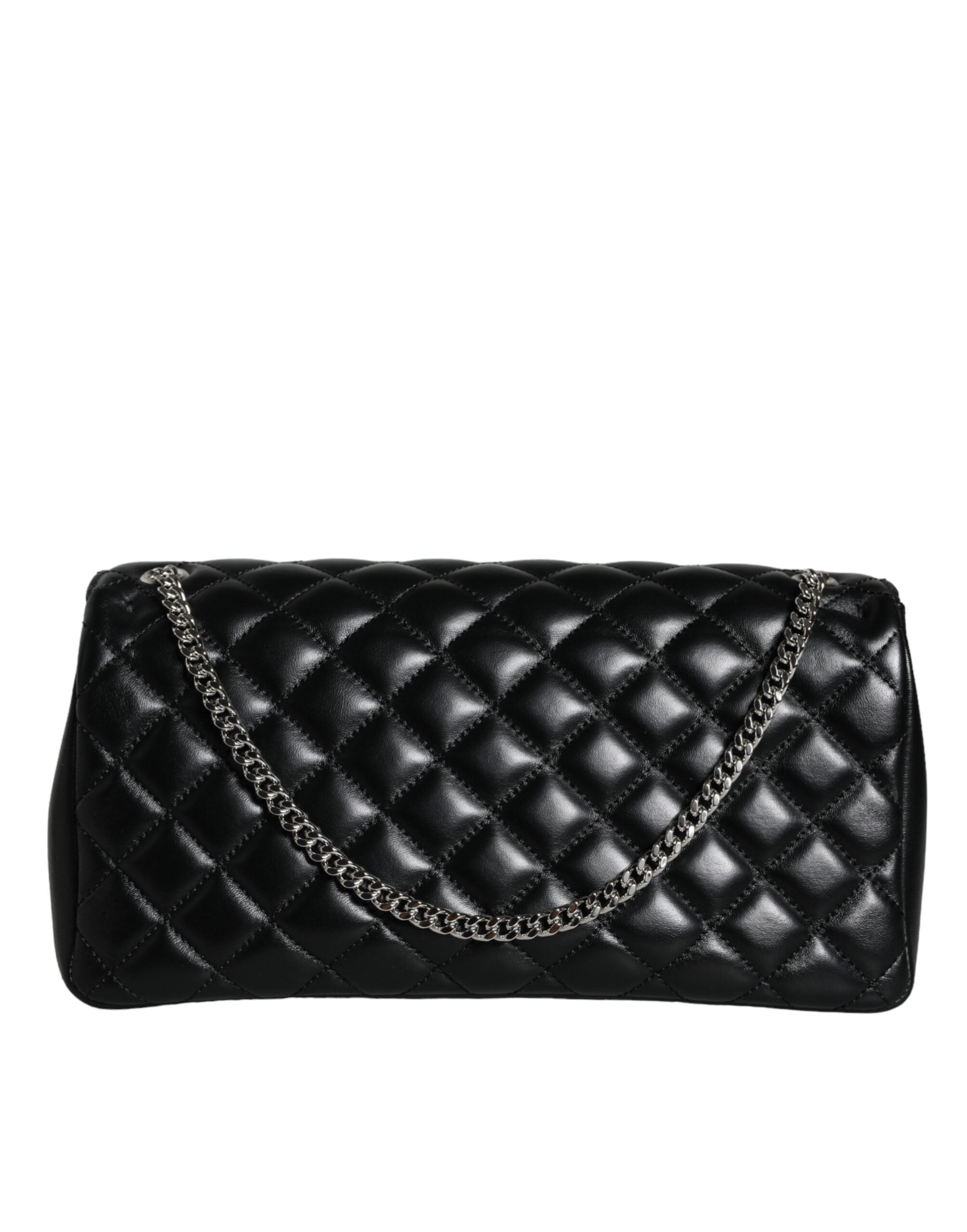Versace Black Quilted Lambskin Leather Crossbody Shoulder Bag - ACCEXO