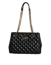Versace Black Quilted Nappa Leather Shoulder Chain Strap Bag - ACCEXO