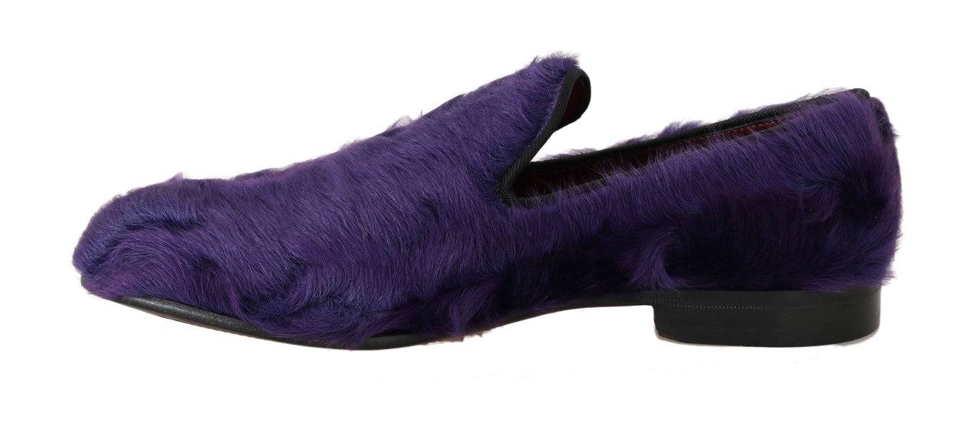 Dolce & Gabbana Plush Purple Sheep Fur Loafers - ACCEXO