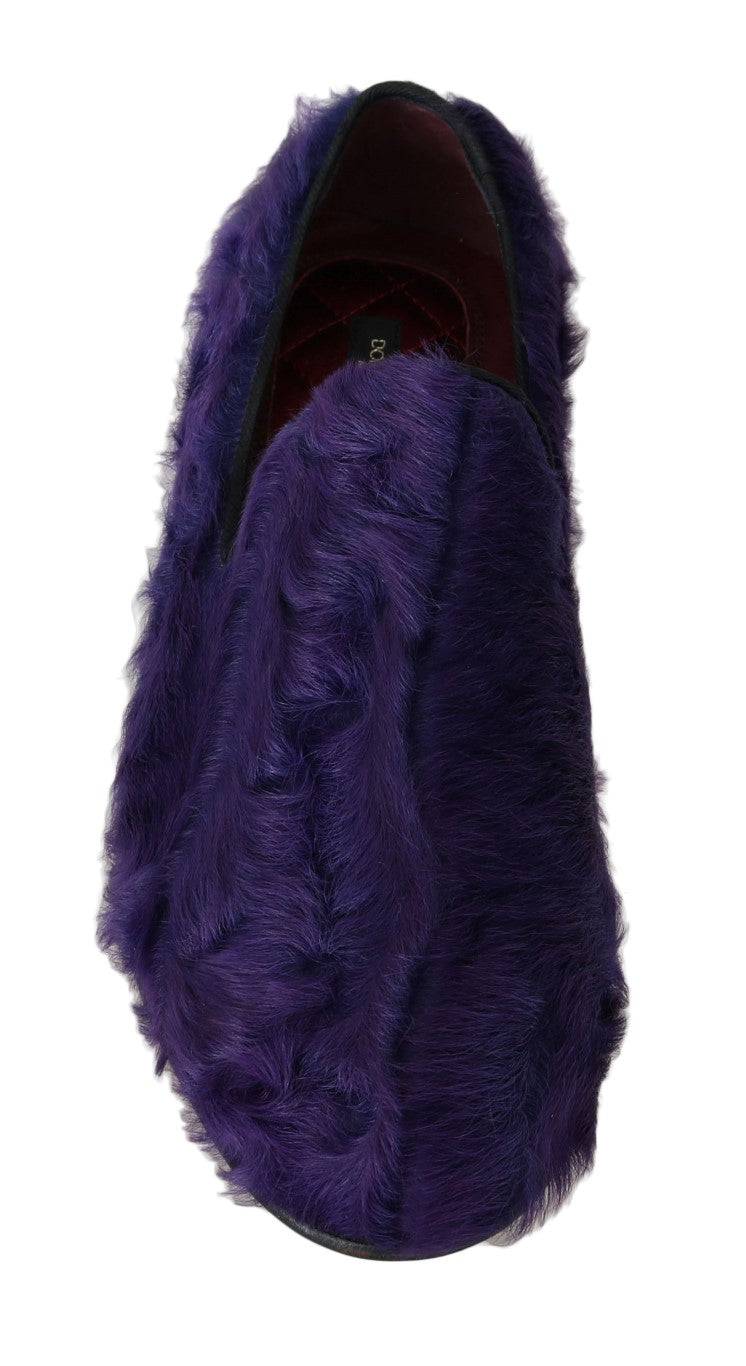 Dolce & Gabbana Plush Purple Sheep Fur Loafers - ACCEXO