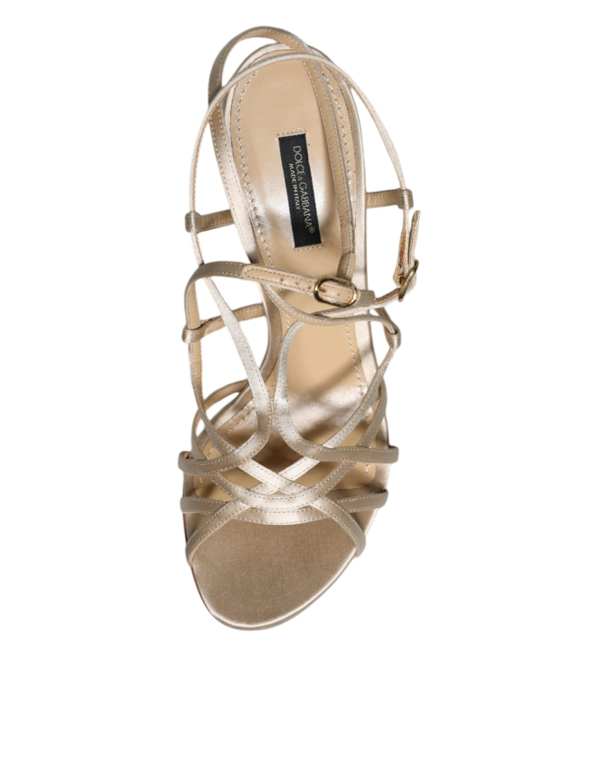 Dolce & Gabbana Beige Leather Stiletto Heels Sandals Shoes - ACCEXO