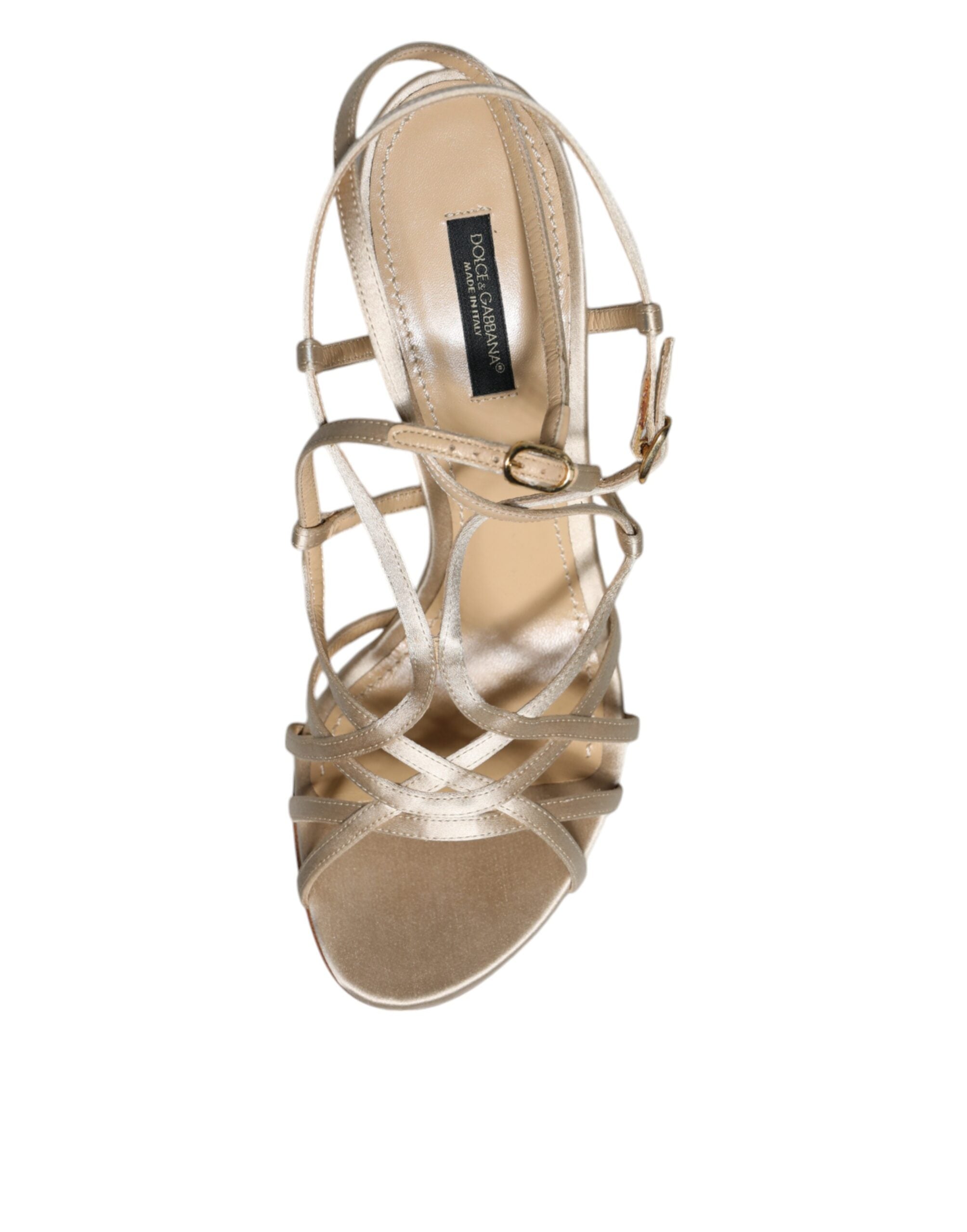 Dolce & Gabbana Beige Leather Stiletto Heels Sandals Shoes - ACCEXO
