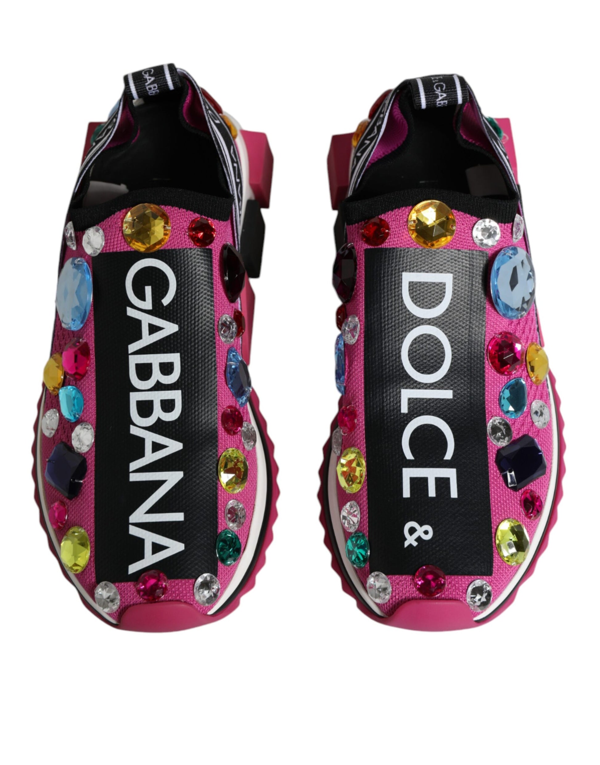 Dolce & Gabbana Pink Sorrento Crystals Low Top Sneakers Shoes - ACCEXO