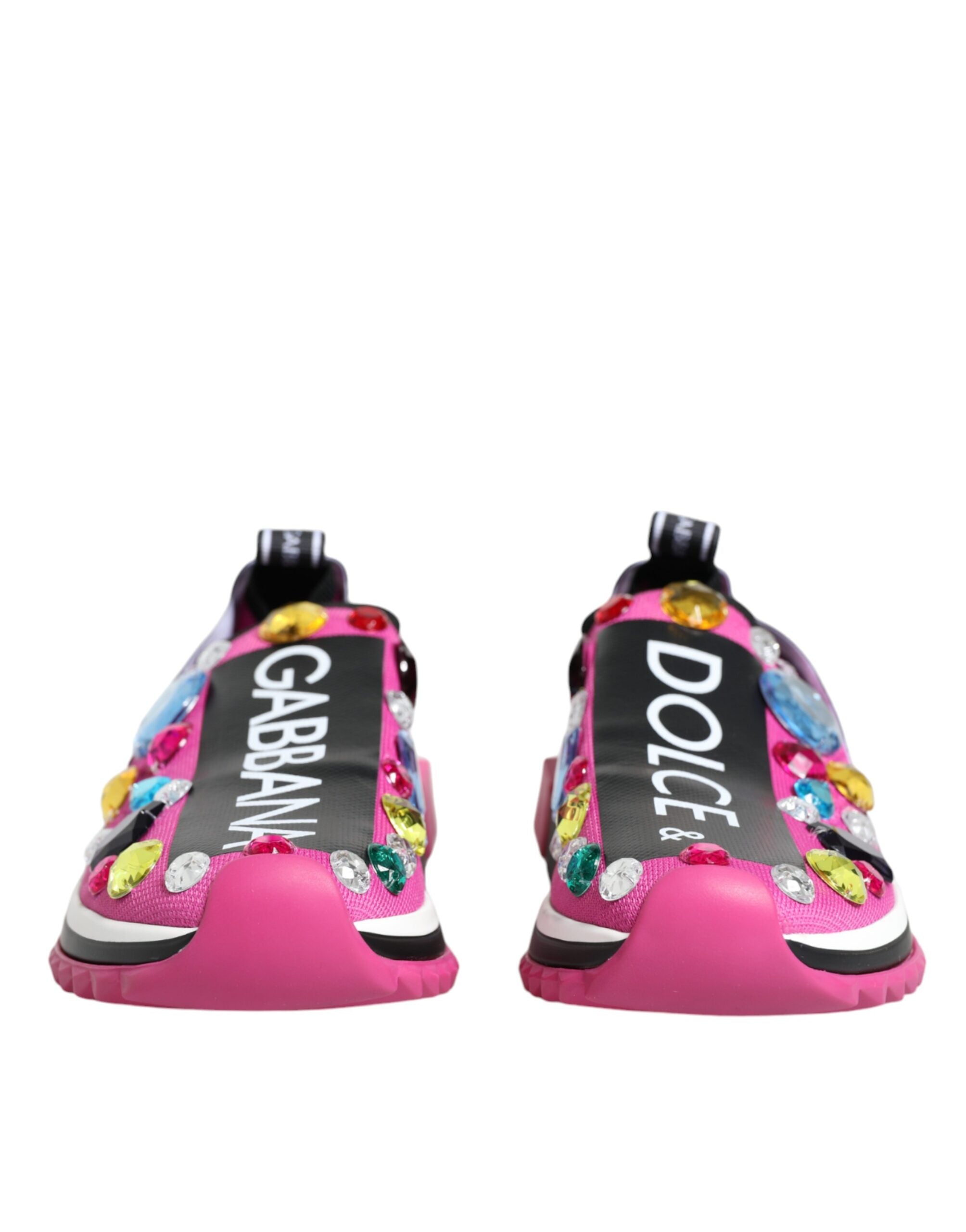 Dolce & Gabbana Pink Sorrento Crystals Low Top Sneakers Shoes - ACCEXO