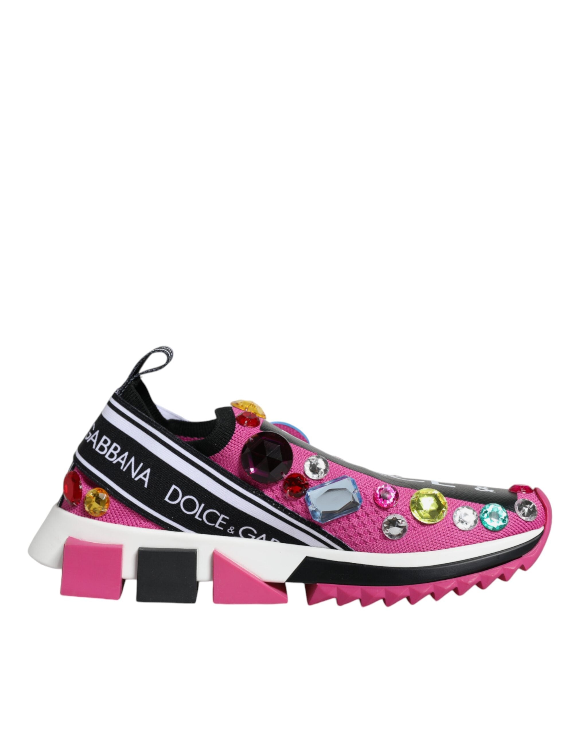 Dolce & Gabbana Pink Sorrento Crystals Low Top Sneakers Shoes - ACCEXO