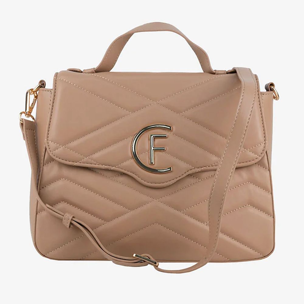 CRISTINAEFFE Beige Artificial Leather Women Crossbody Bag - ACCEXO