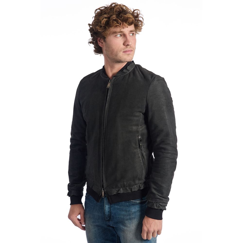 Roberto Pepe Luxury "Gray Lambskin Men Jacket" - ACCEXO