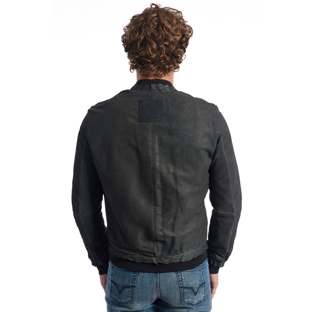 Roberto Pepe Luxury "Gray Lambskin Men Jacket" - ACCEXO