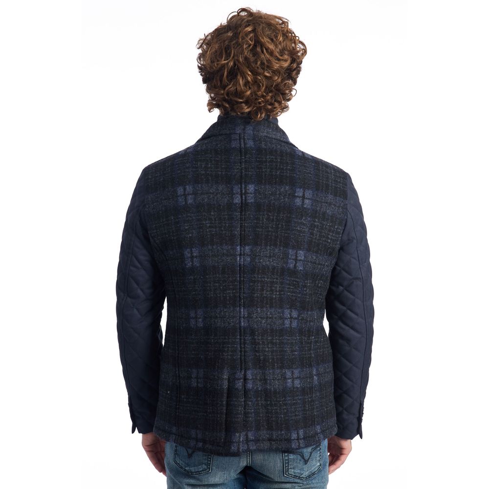 Roberto Pepe Luxury Blue Wool Men Jacket - ACCEXO