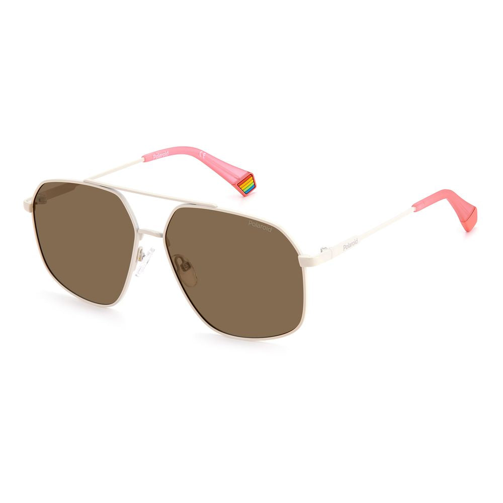 Polaroid Beige Stainless Steel Sunglasses - ACCEXO