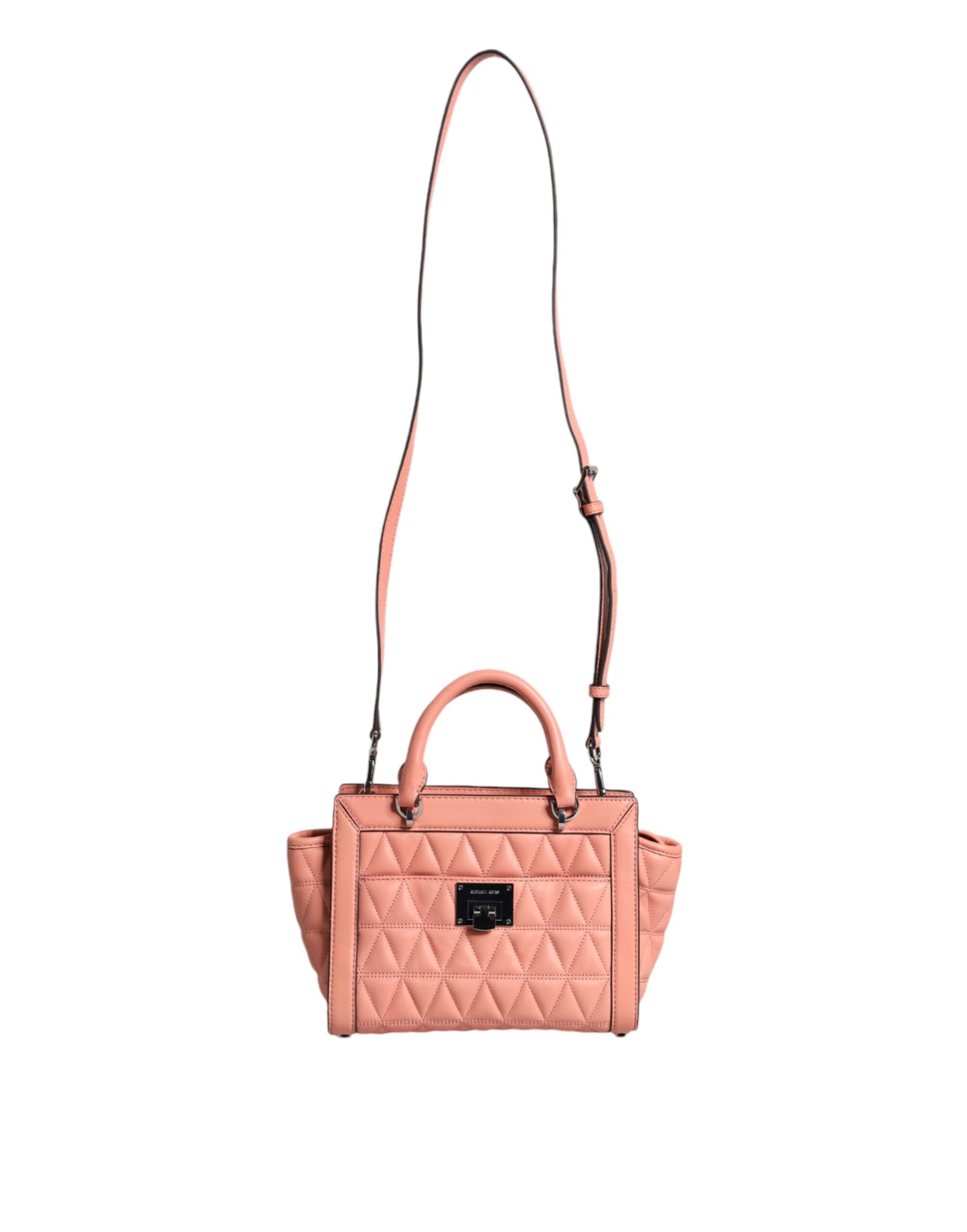 Michael Kors Peach Quilted Leather Logo Crossbody VIVIANNE Messenger Bag - ACCEXO