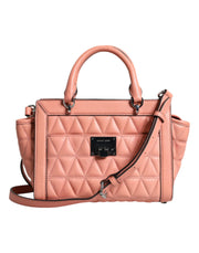 Michael Kors Peach Quilted Leather Logo Crossbody VIVIANNE Messenger Bag - ACCEXO