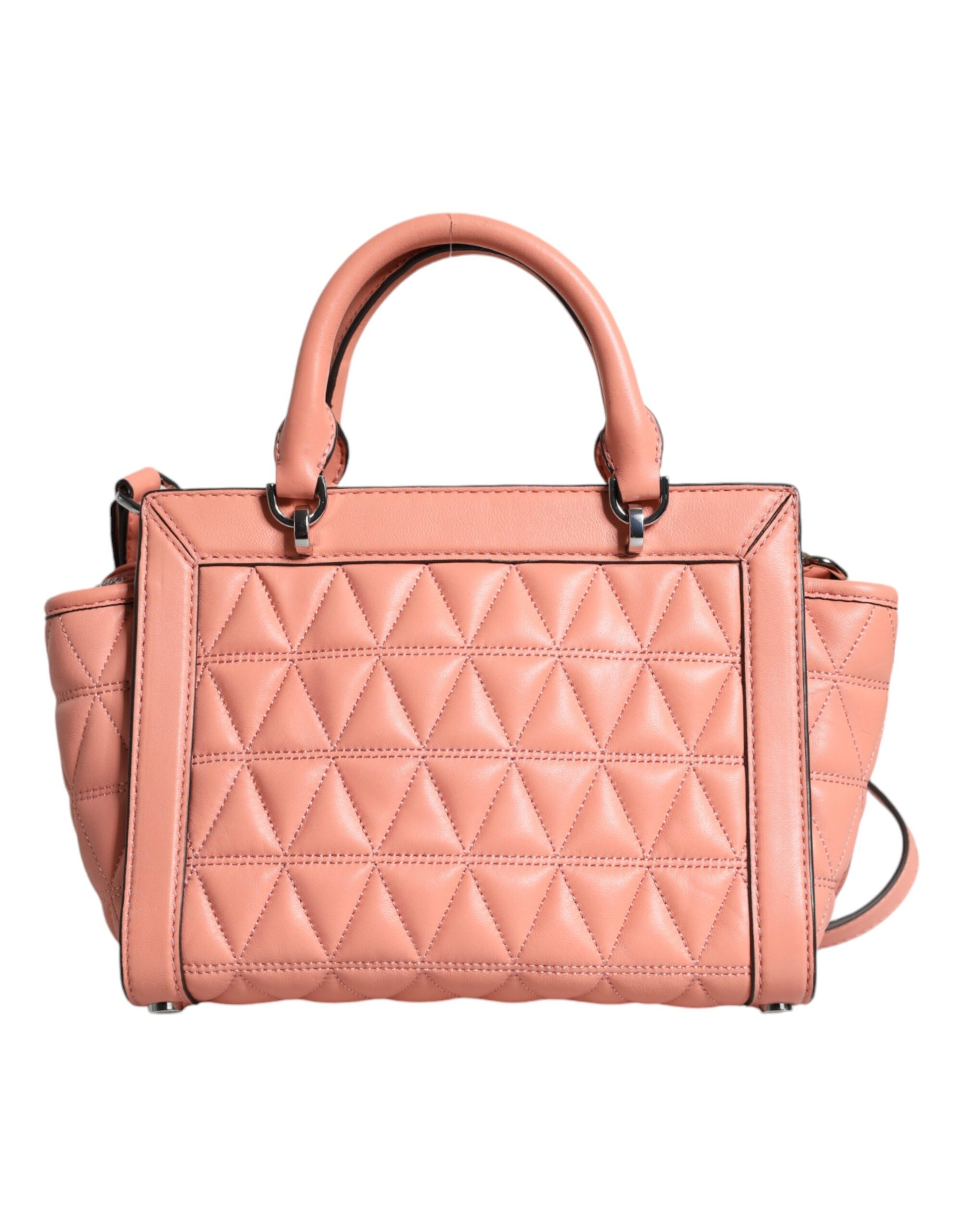 Michael Kors Peach Quilted Leather Logo Crossbody VIVIANNE Messenger Bag - ACCEXO