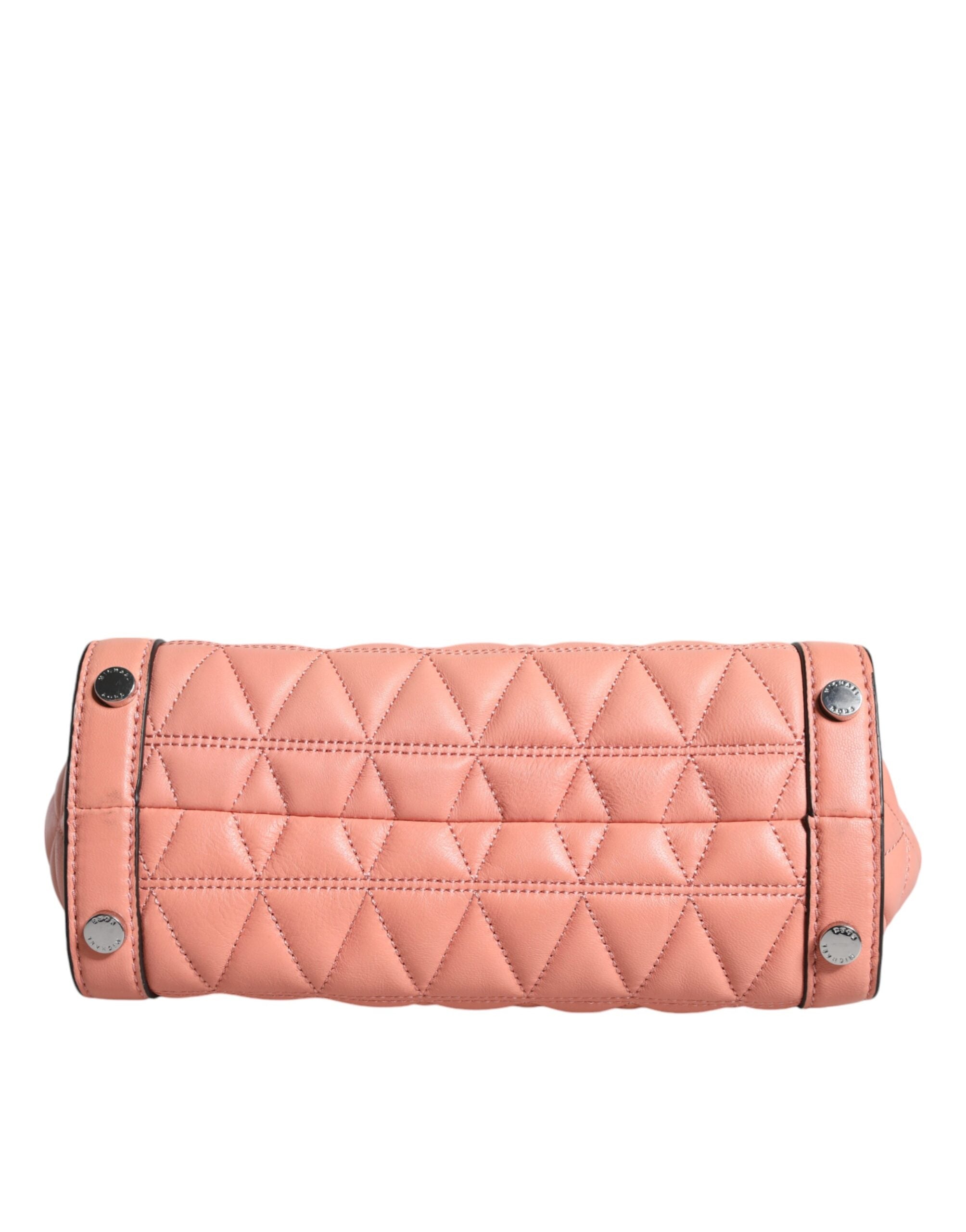 Michael Kors Peach Quilted Leather Logo Crossbody VIVIANNE Messenger Bag - ACCEXO