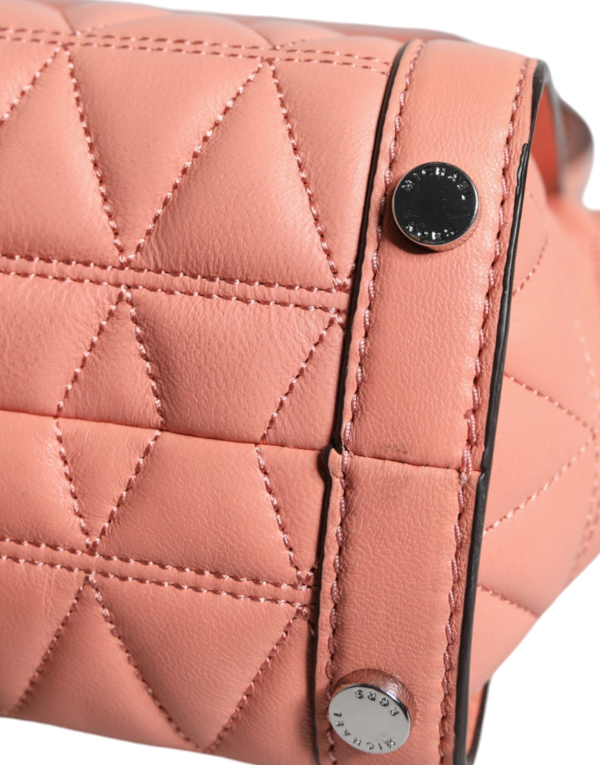 Michael Kors Peach Quilted Leather Logo Crossbody VIVIANNE Messenger Bag - ACCEXO