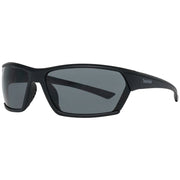 Black sunglasses with dark lenses on a white background