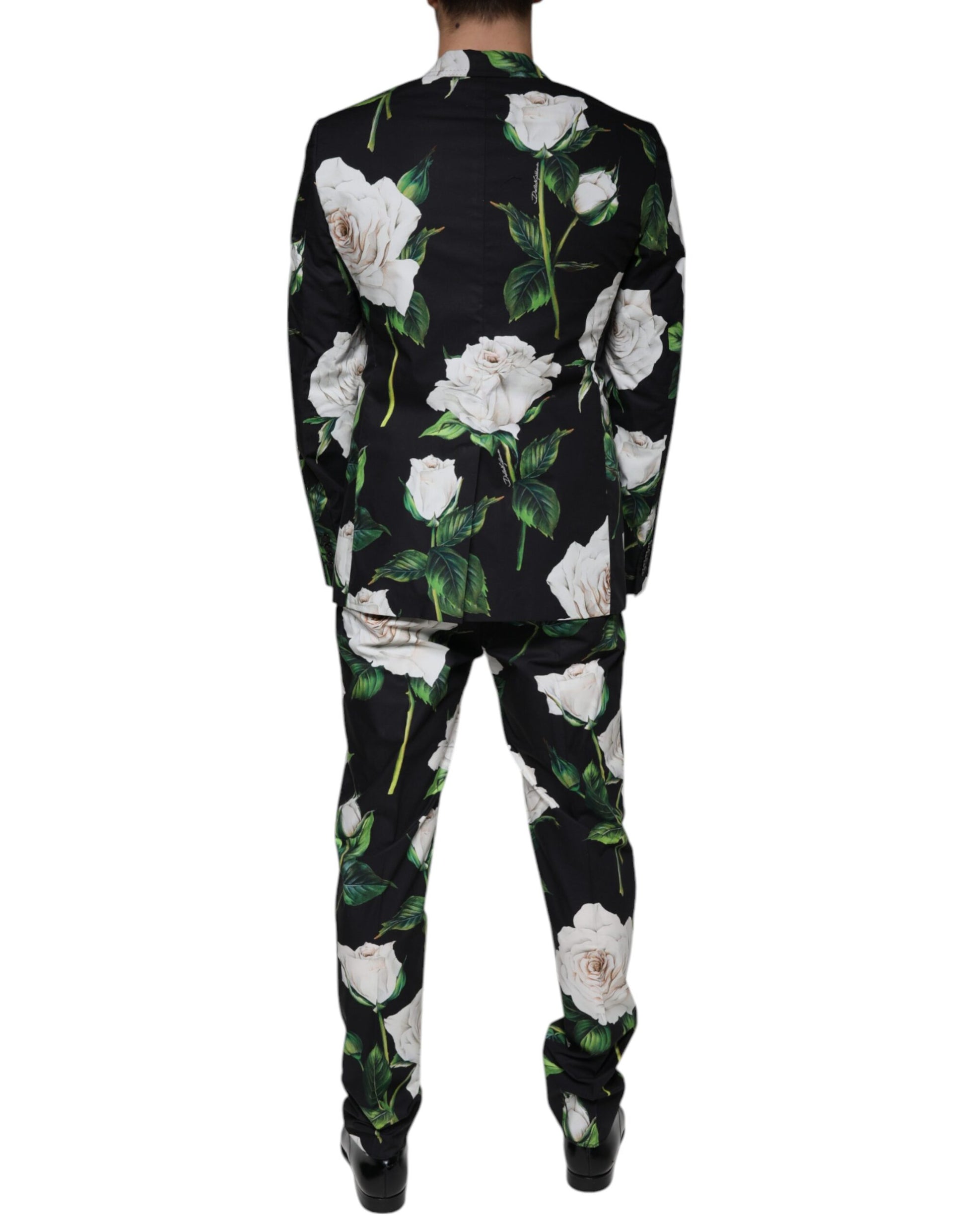Dolce & Gabbana Black Rose Cotton Men Formal 2 Piece Suit - ACCEXO