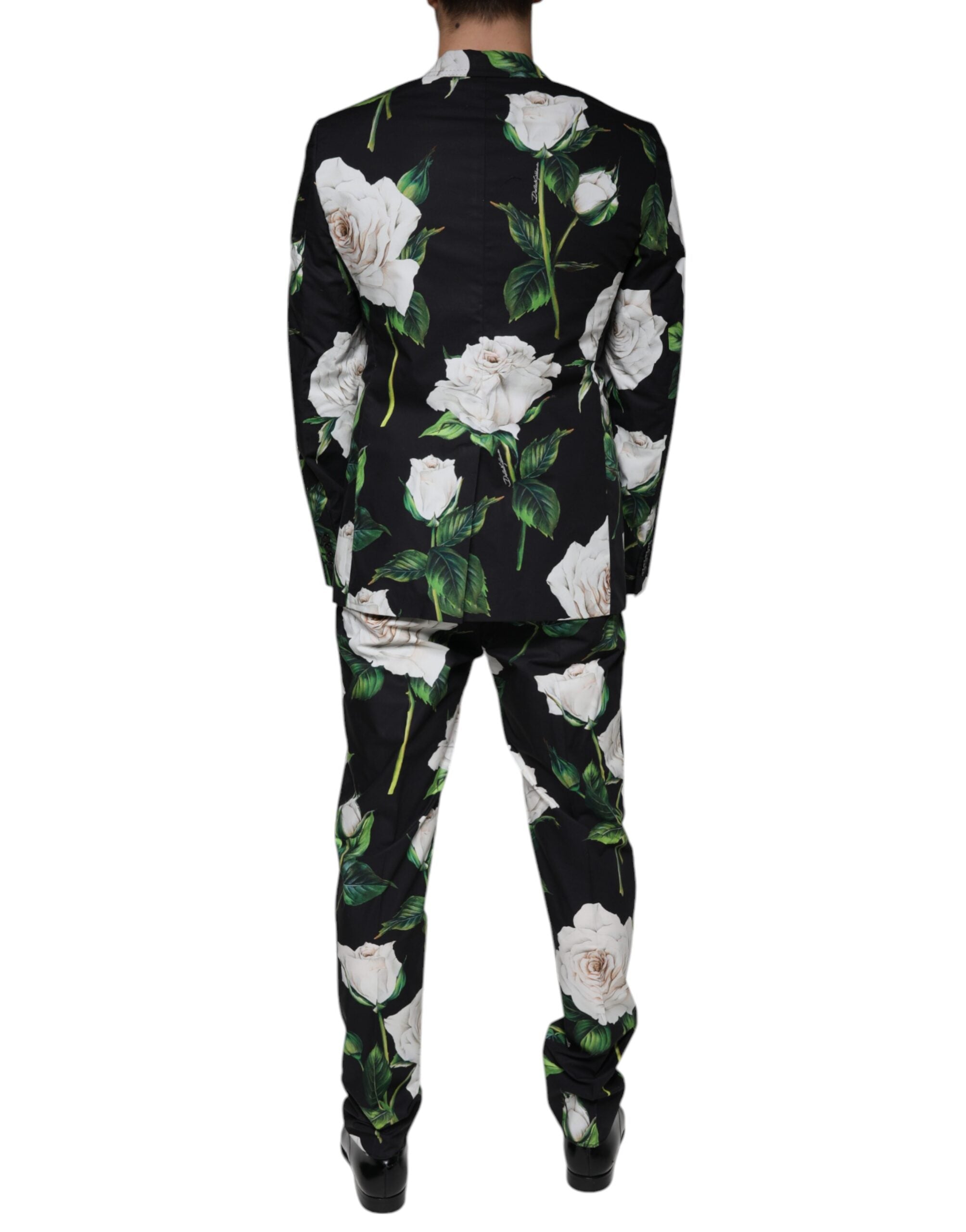 Dolce & Gabbana Black Rose Cotton Men Formal 2 Piece Suit - ACCEXO