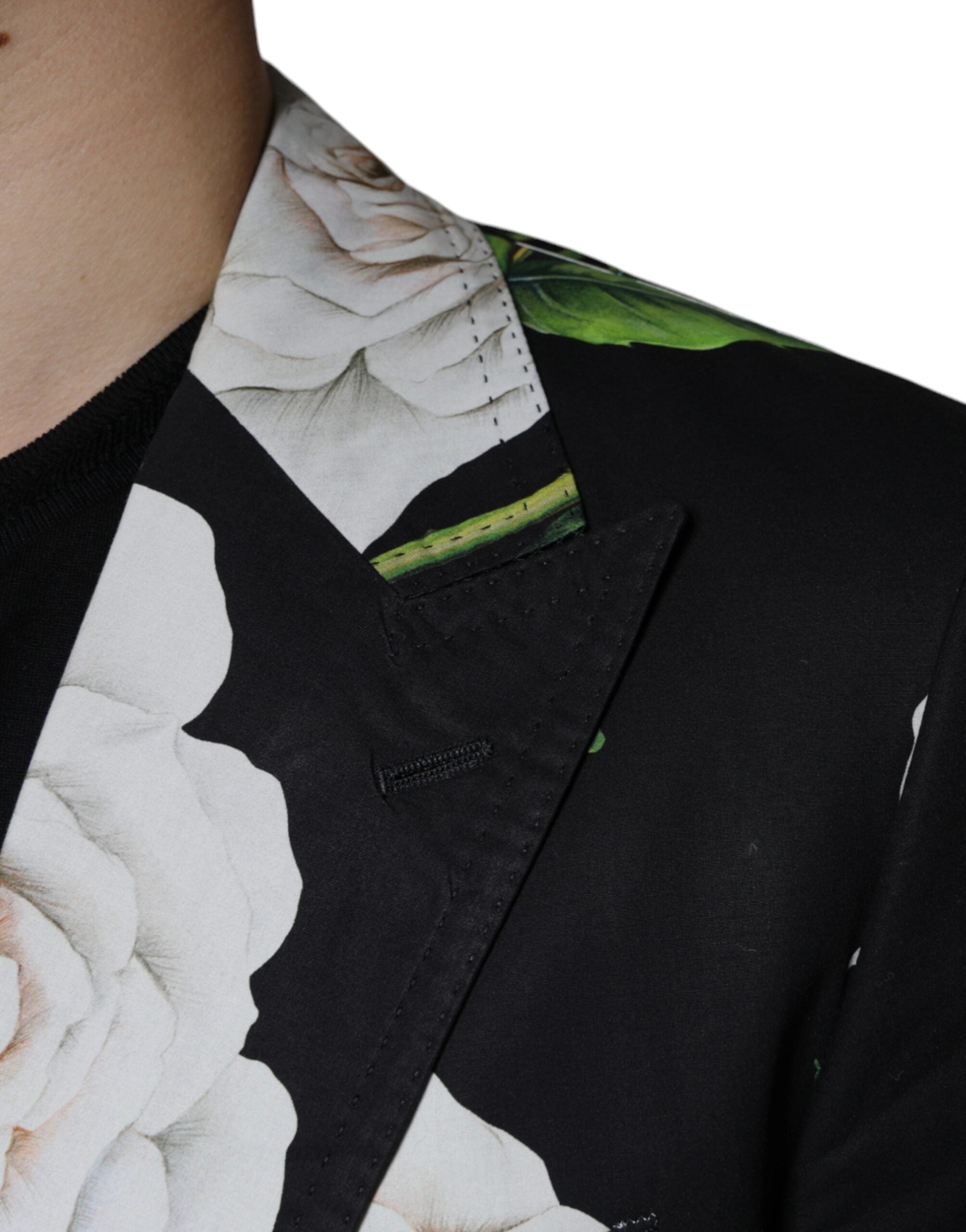 Dolce & Gabbana Black Rose Cotton Men Formal 2 Piece Suit - ACCEXO