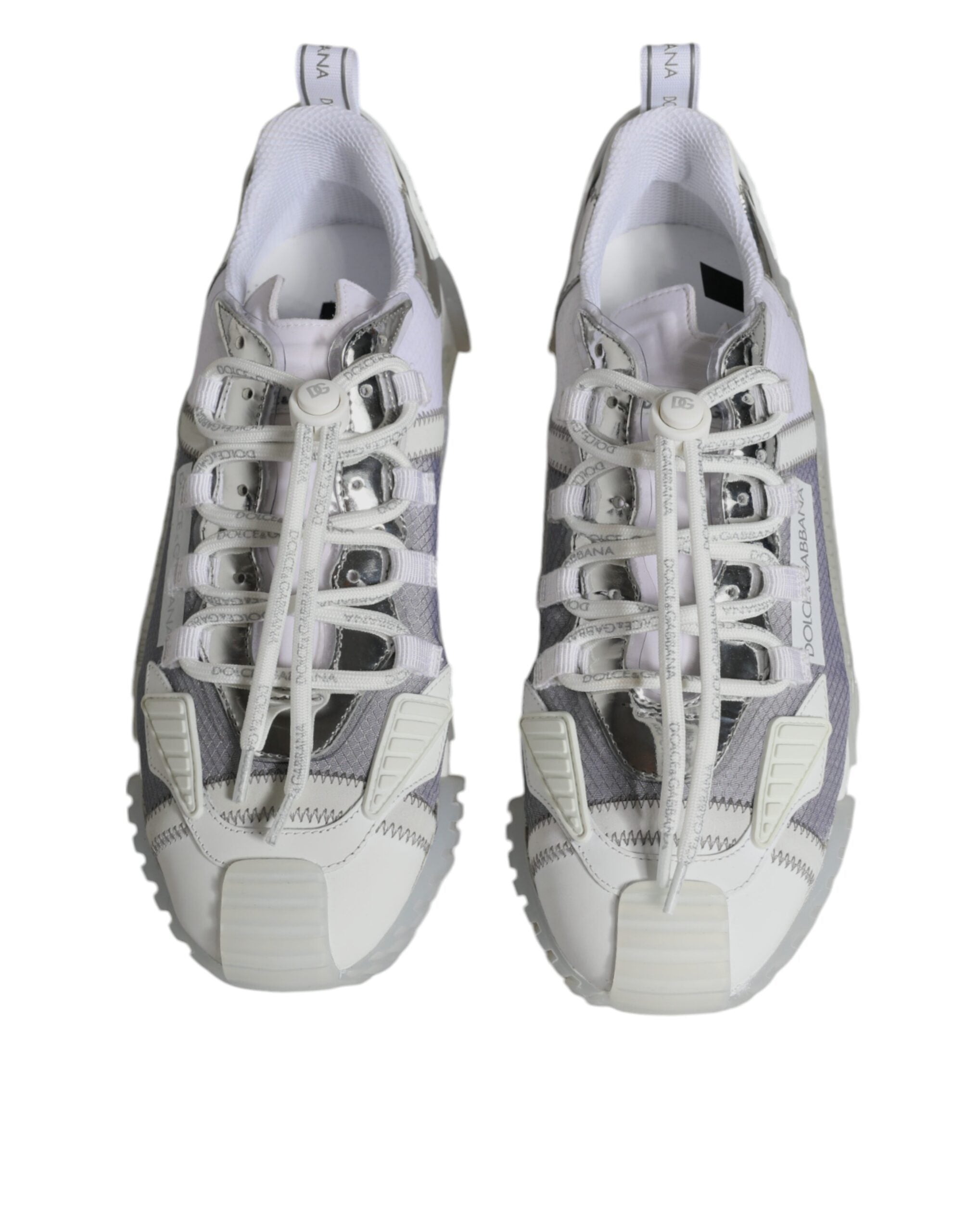 Dolce & Gabbana White Silver Low Top NS1 Sneakers Shoes - ACCEXO