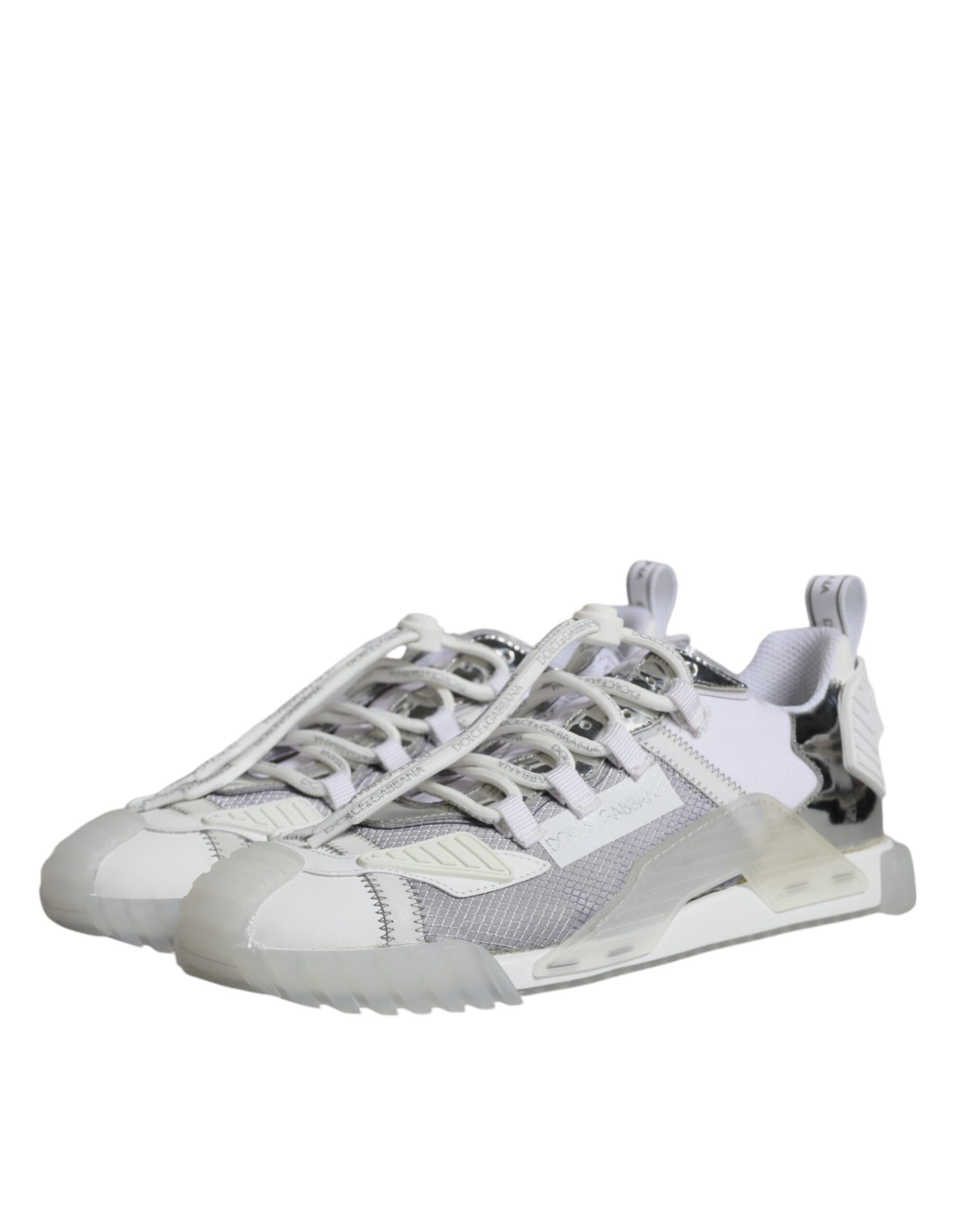 Dolce & Gabbana White Silver Low Top NS1 Sneakers Shoes - ACCEXO