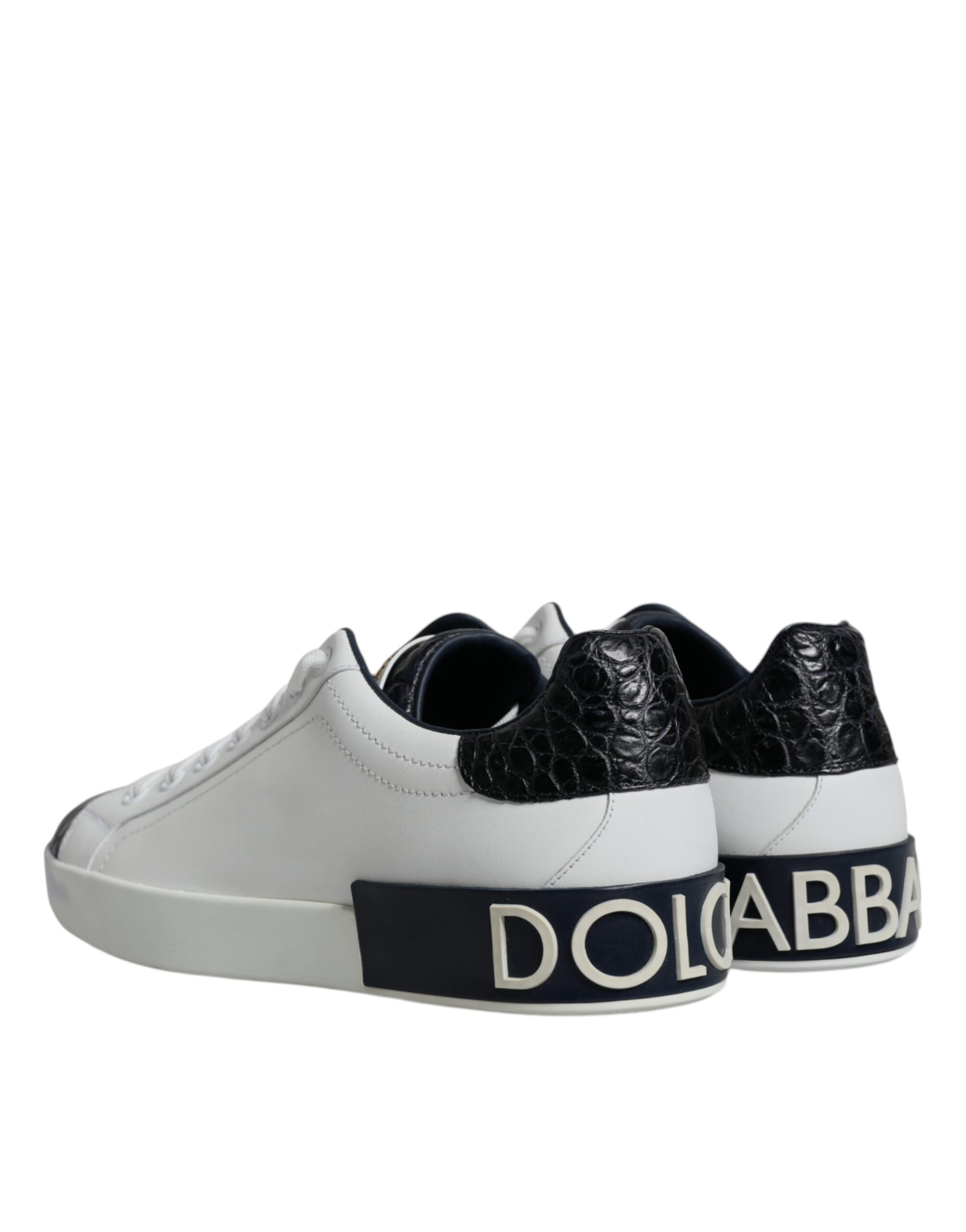 Dolce & Gabbana White Leather Logo Portofino Sneaker Shoes - ACCEXO