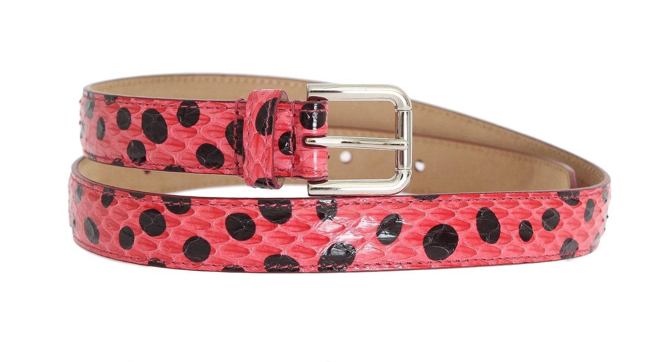 Dolce & Gabbana Polka Dot Snakeskin Belt with Silver Buckle - ACCEXO