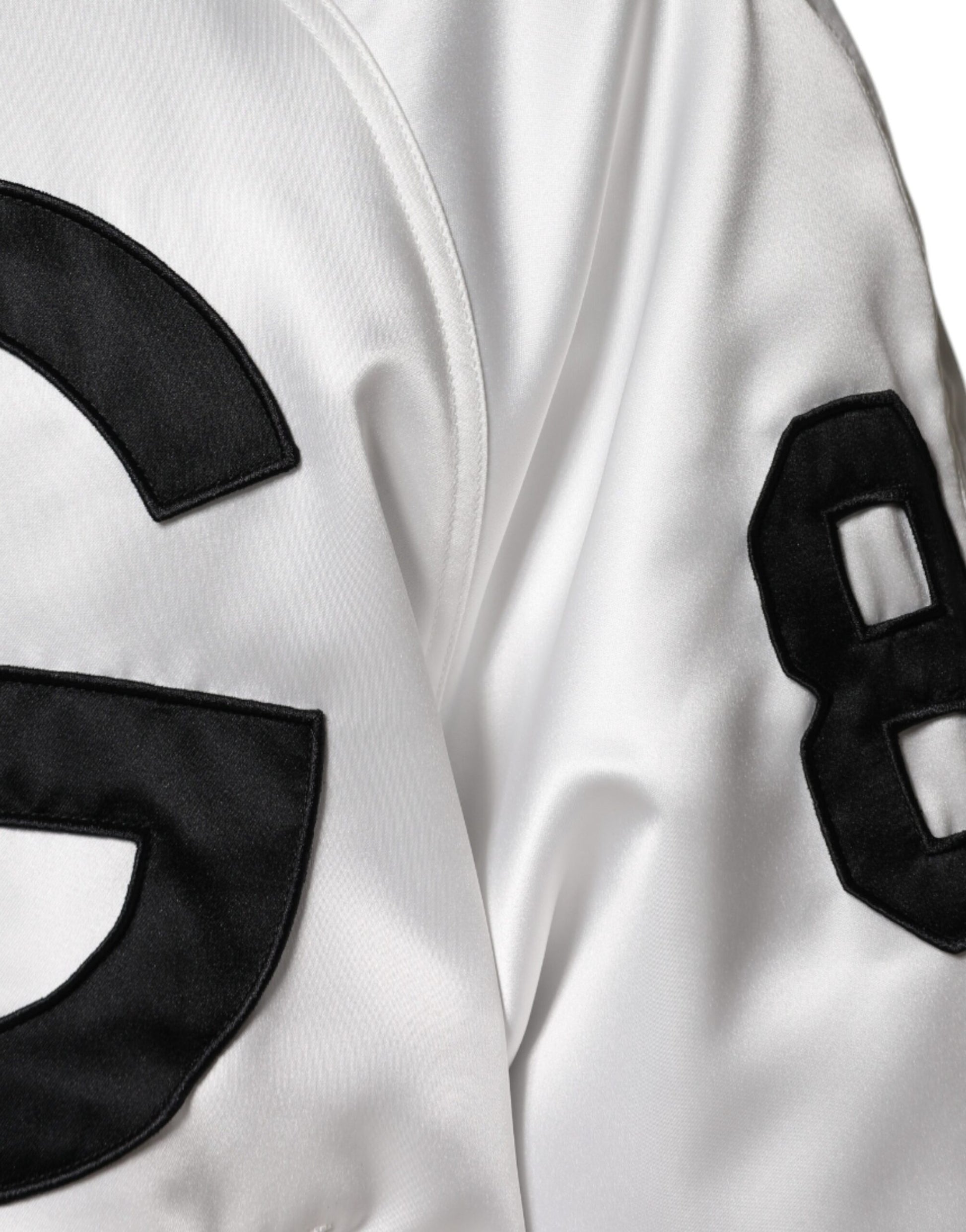 Dolce & Gabbana White Polyester Logo Full Zip Bomber Jacket - ACCEXO