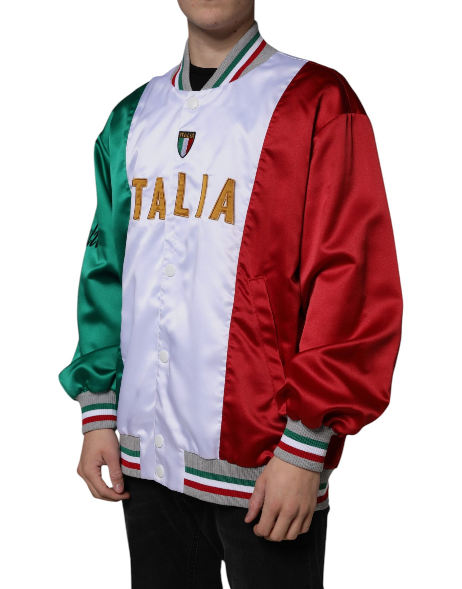 Dolce & Gabbana Multicolor Italia Button Down Bomber Jacket - ACCEXO