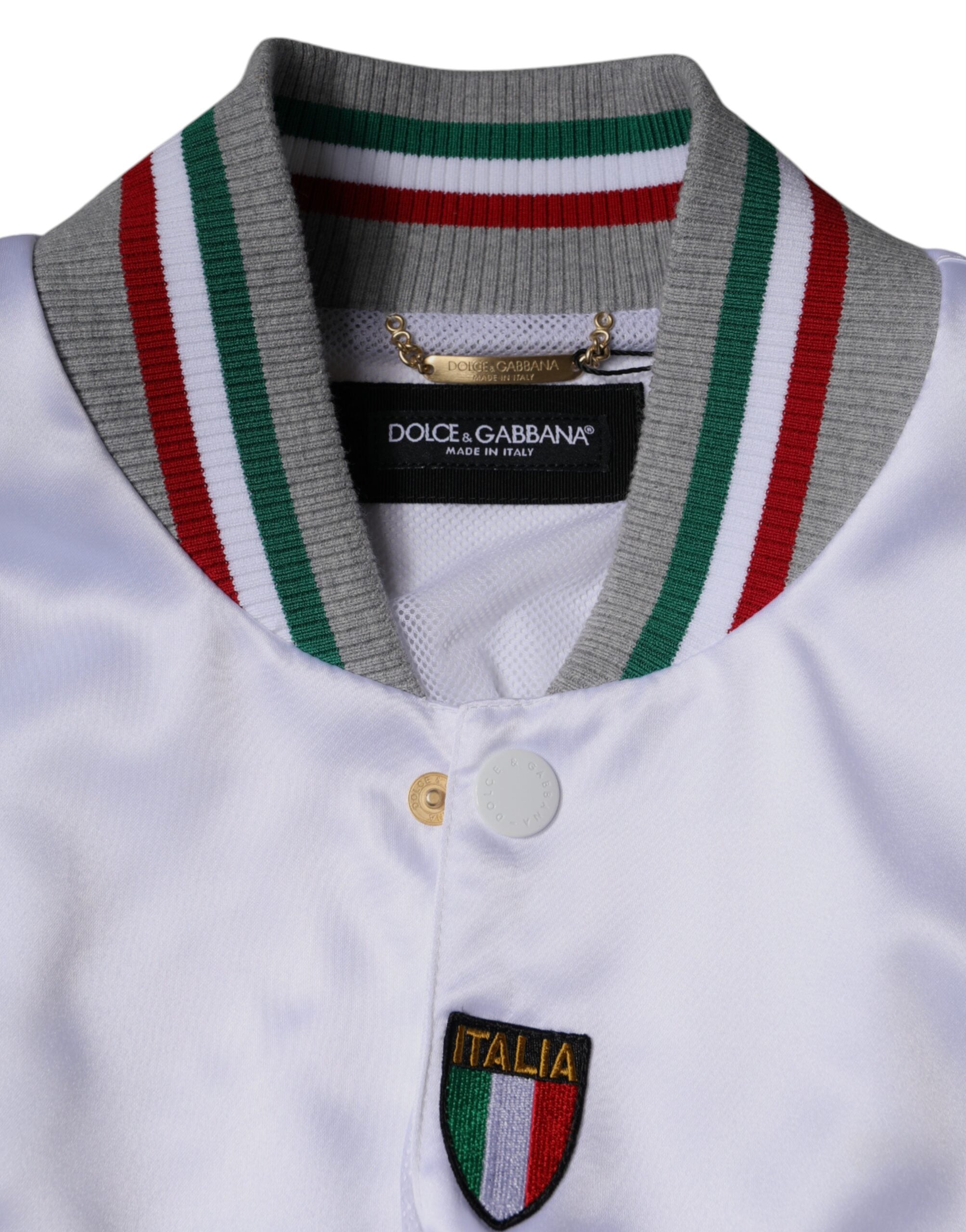 Dolce & Gabbana Multicolor Italia Button Down Bomber Jacket - ACCEXO