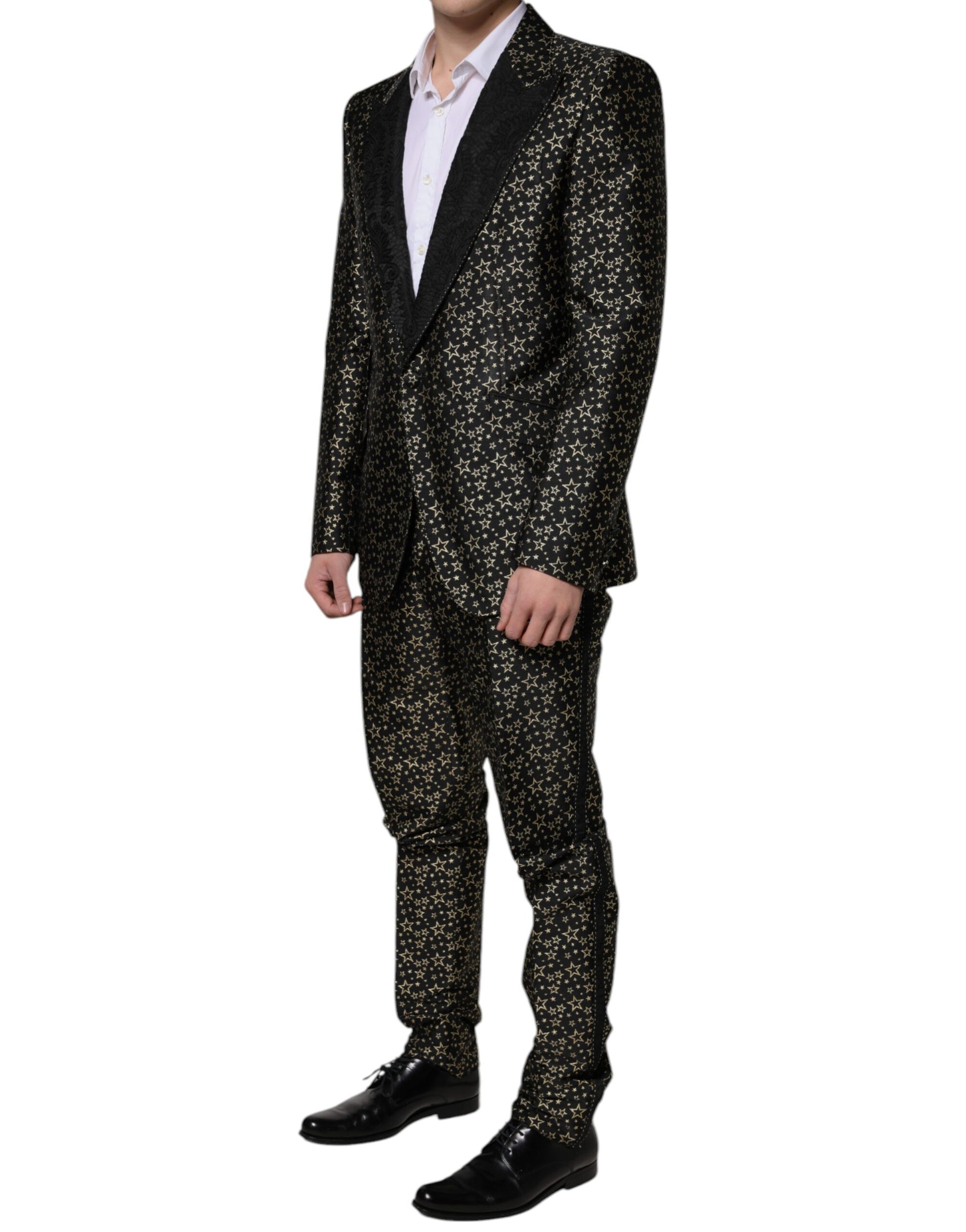 Dolce & Gabbana Black Stars Jacquard SICILIA 2 Piece Suit - ACCEXO