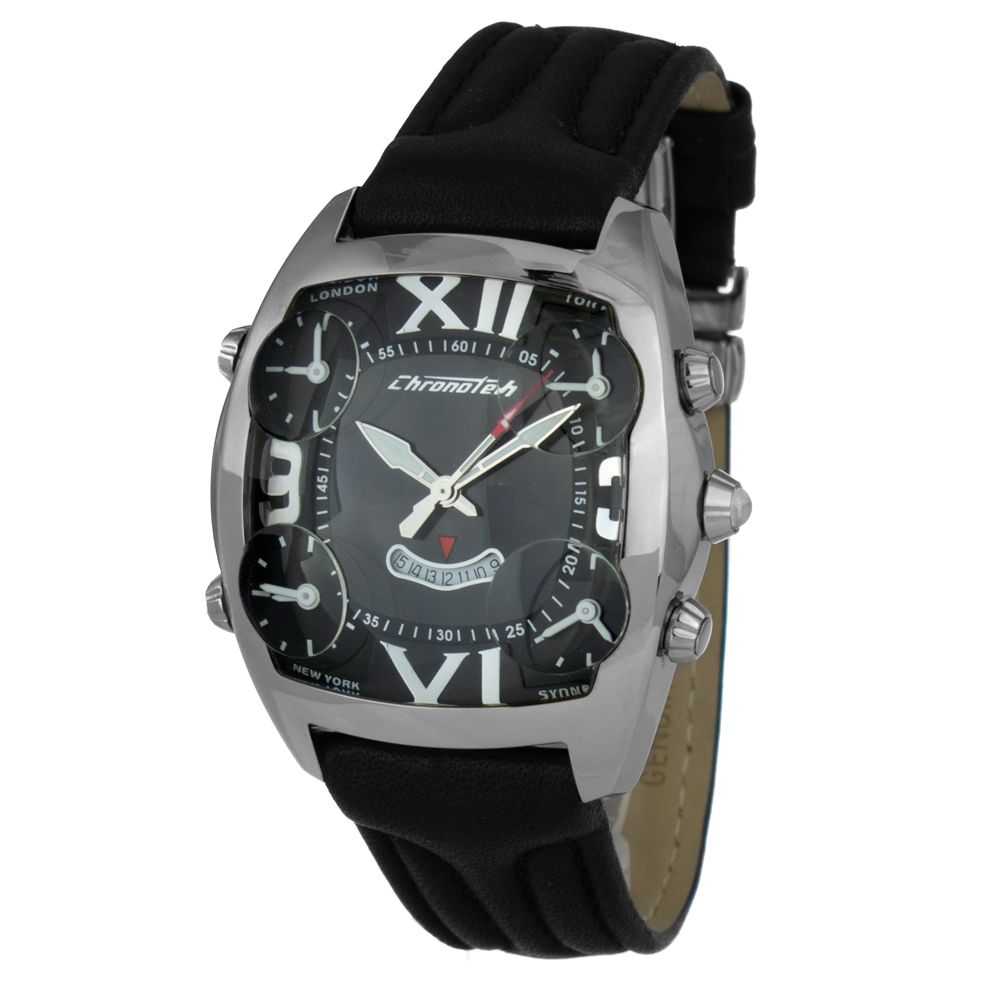 Chronotech Black Leather Watch - ACCEXO