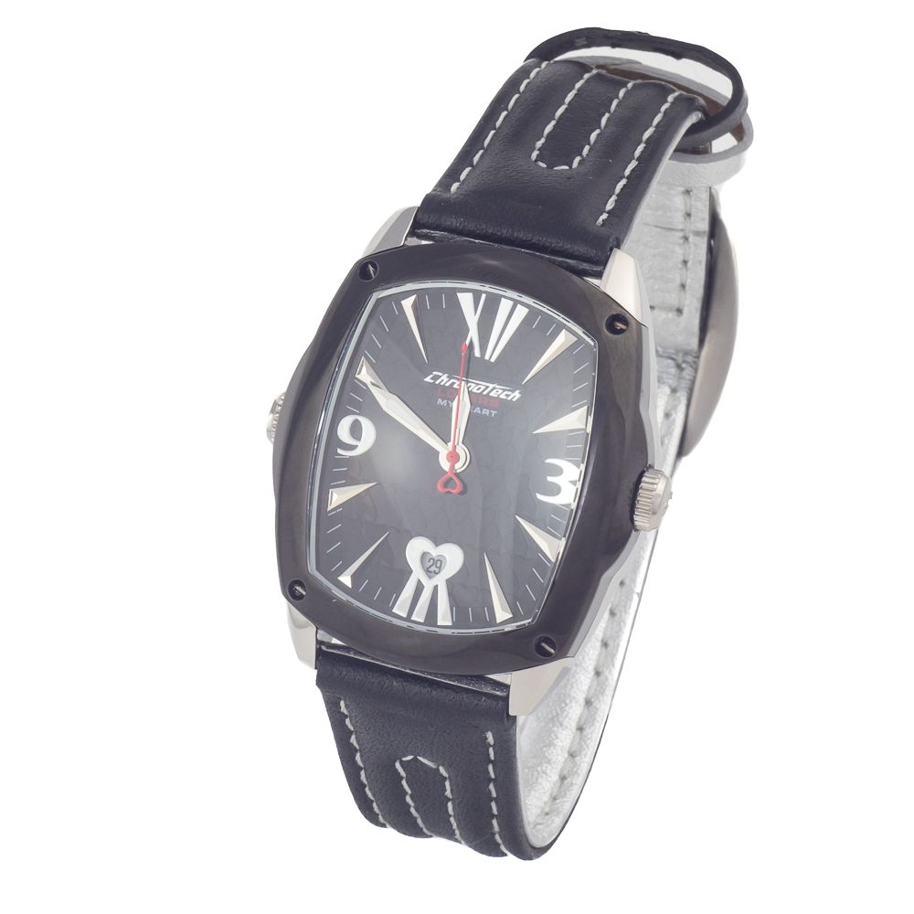 Chronotech Black Leather Watch - ACCEXO