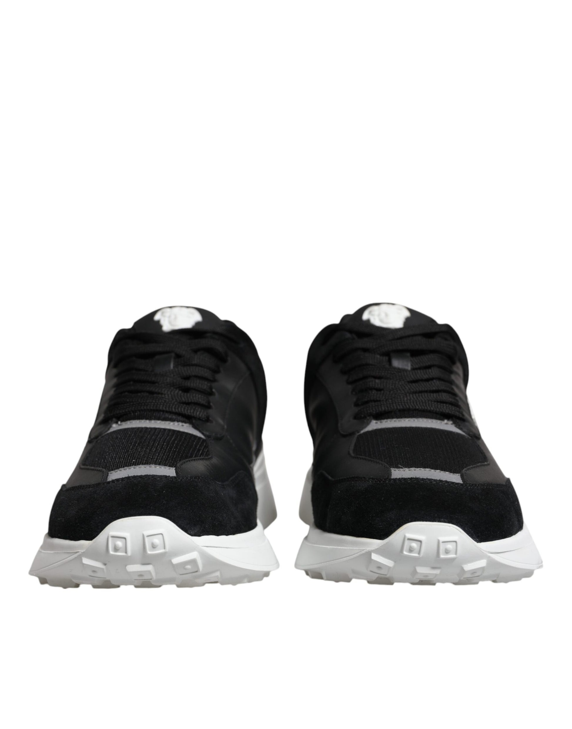 Versace Black Canvas Quad Fabric Medusa Low Top Sneaker Shoes - ACCEXO