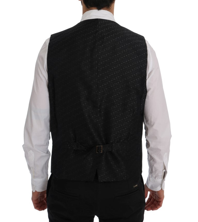 Dolce & Gabbana Elegant Gray Striped Men's Waistcoat Vest - ACCEXO