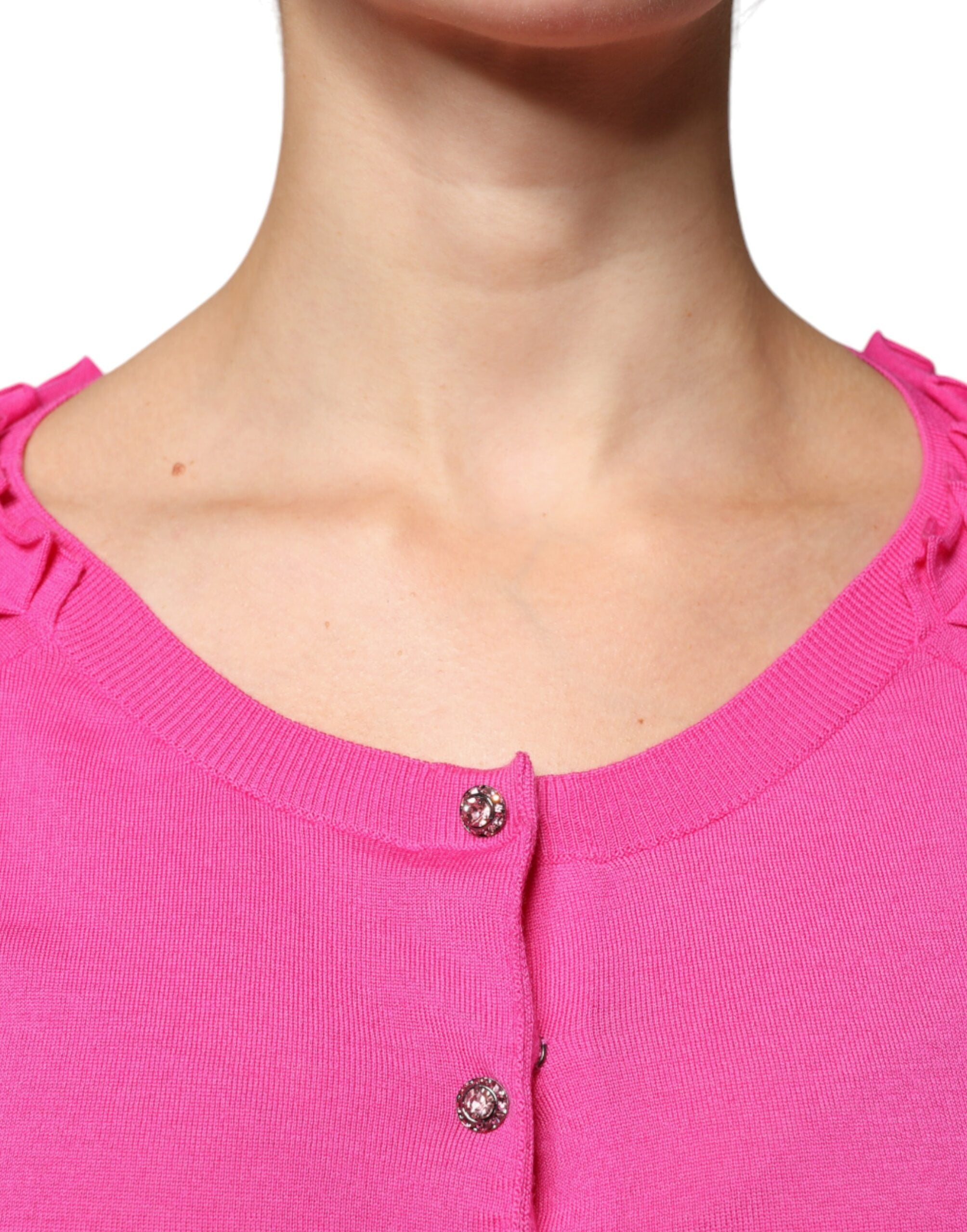 Dolce & Gabbana Pink Wool Button Down Cardigan Sweater - ACCEXO