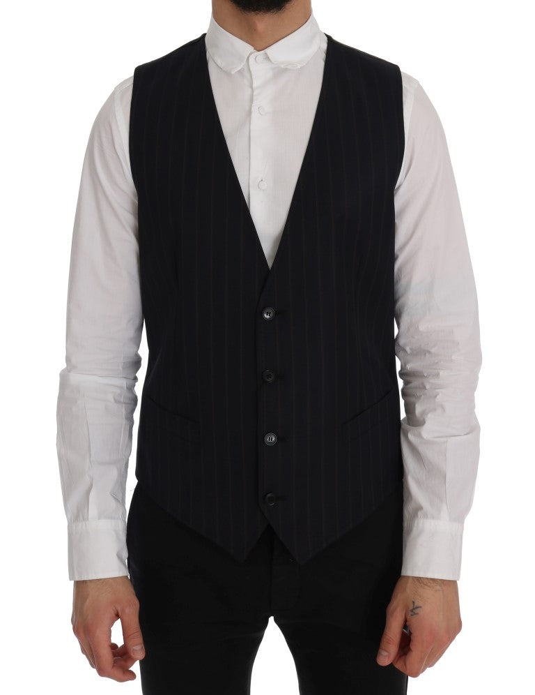 Dolce & Gabbana Elegant Striped Wool Blend Vest Waistcoat - ACCEXO