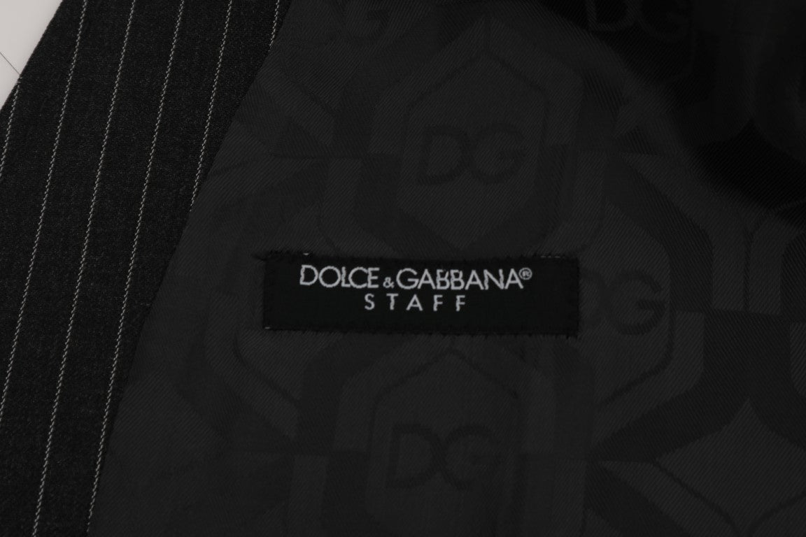 Dolce & Gabbana Elegant Gray Striped Vest Waistcoat - ACCEXO