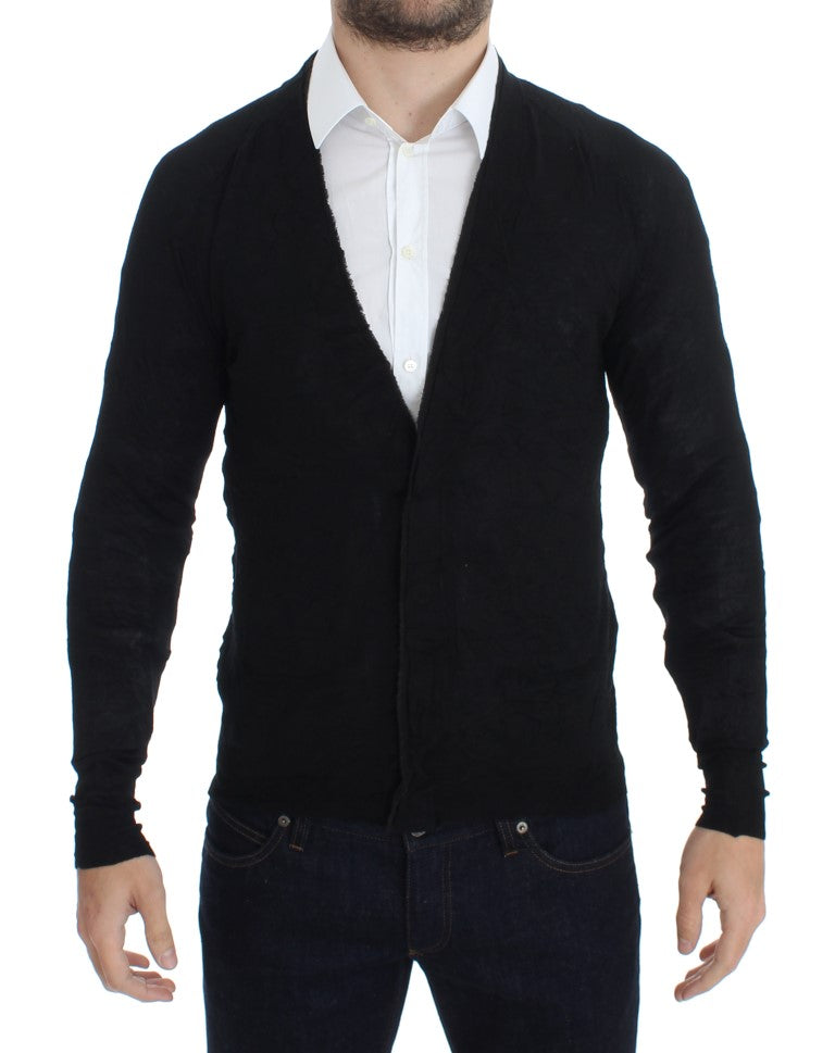 Costume National Elegant Black Merino Wool Cardigan - ACCEXO