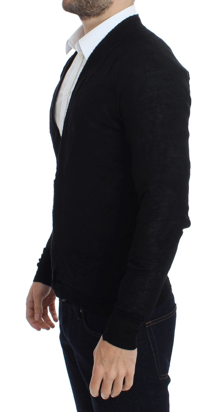 Costume National Elegant Black Merino Wool Cardigan - ACCEXO